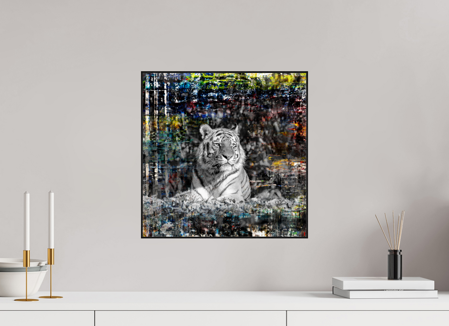 40 x 40 cm, Foto in ArtBox aus Massivholz Eiche schwarz RED³ WC Lubaya II