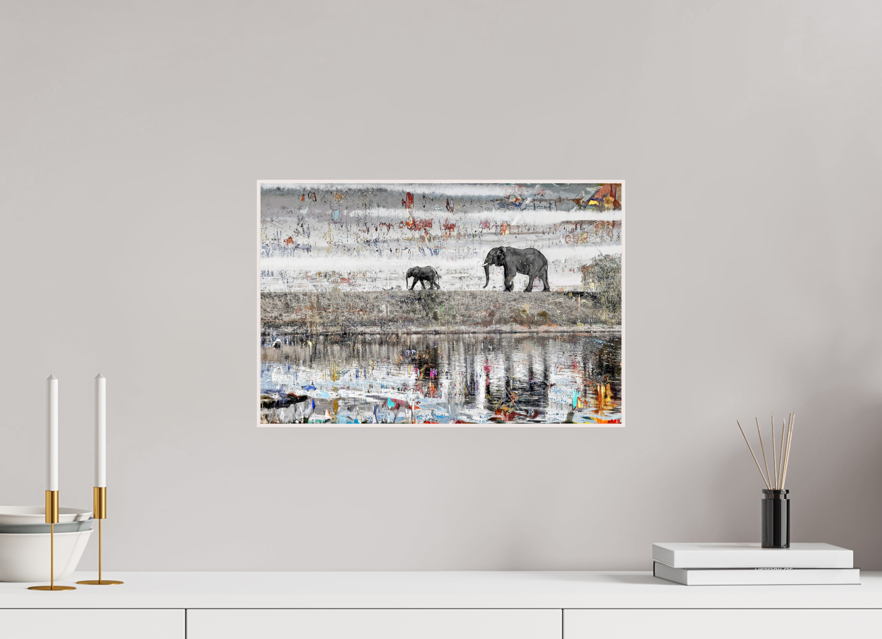 45 x 30 cm, Foto in ArtBox aus Massivholz Ahorn weiß RED³ WC Akuji I