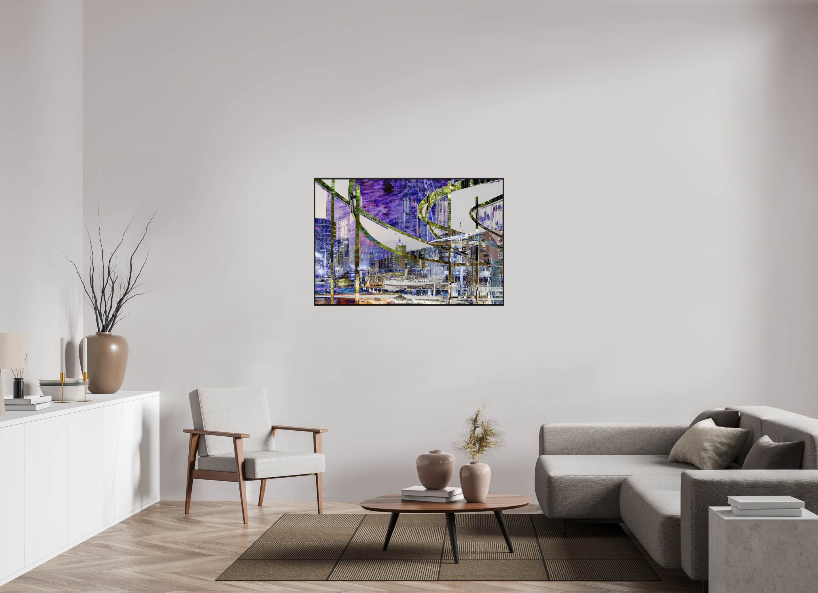 120 x 80 cm, Schattenfugen-Rahmen schwarz &amp; 2mm Acrylglas E HUMANPLAYGROUND Massawa I