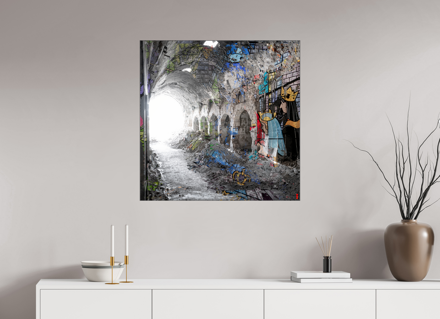 80 x 80 cm, Slimline Einfassung schwarz unter 2mm Acrylglas FA SCSI Maysa II