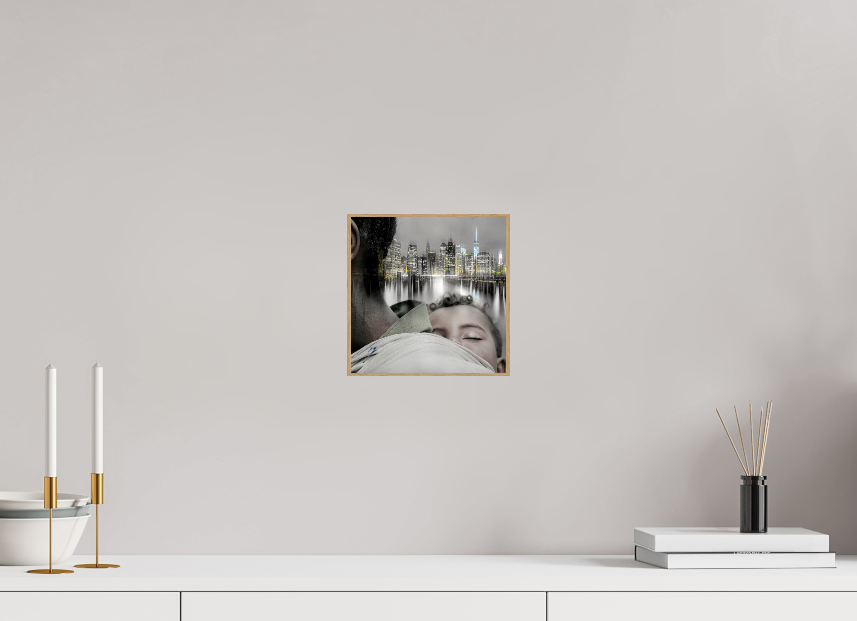 20 x 20 cm, Foto in ArtBox aus Massivholz Eiche natur RED³ HP Aisha II