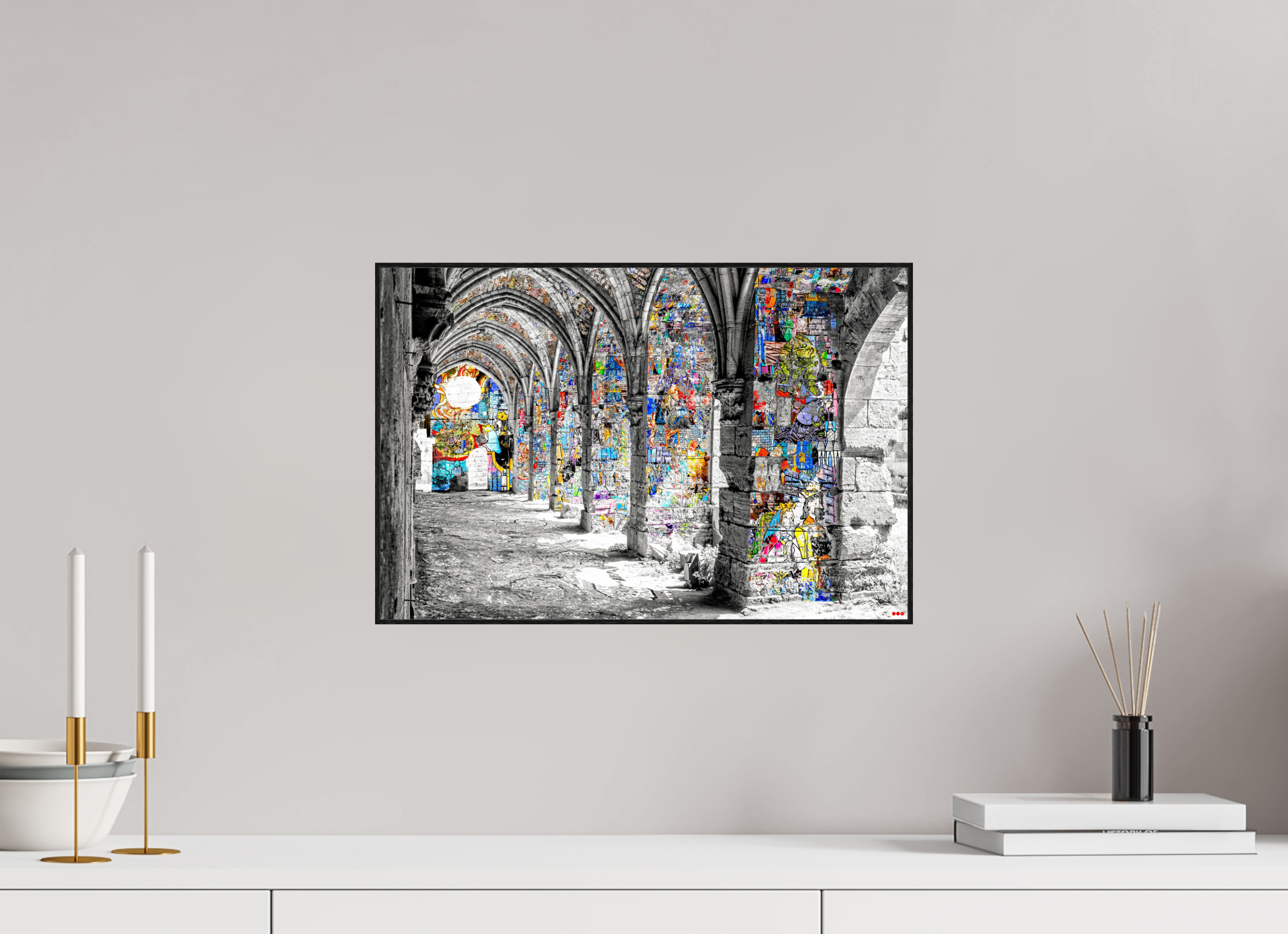 45 x 30 cm, Foto in ArtBox aus Massivholz Eiche schwarz RED³ SCSI Malik I