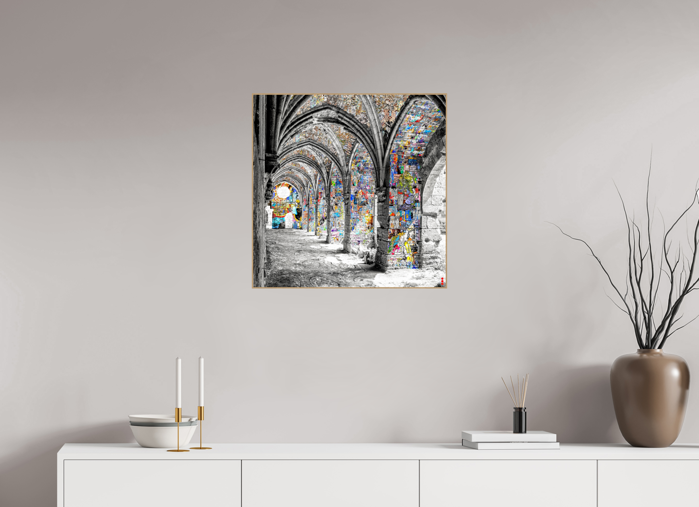 60 x 60 cm, Foto in ArtBox aus Massivholz Eiche natur RED³ SCSI Malik II