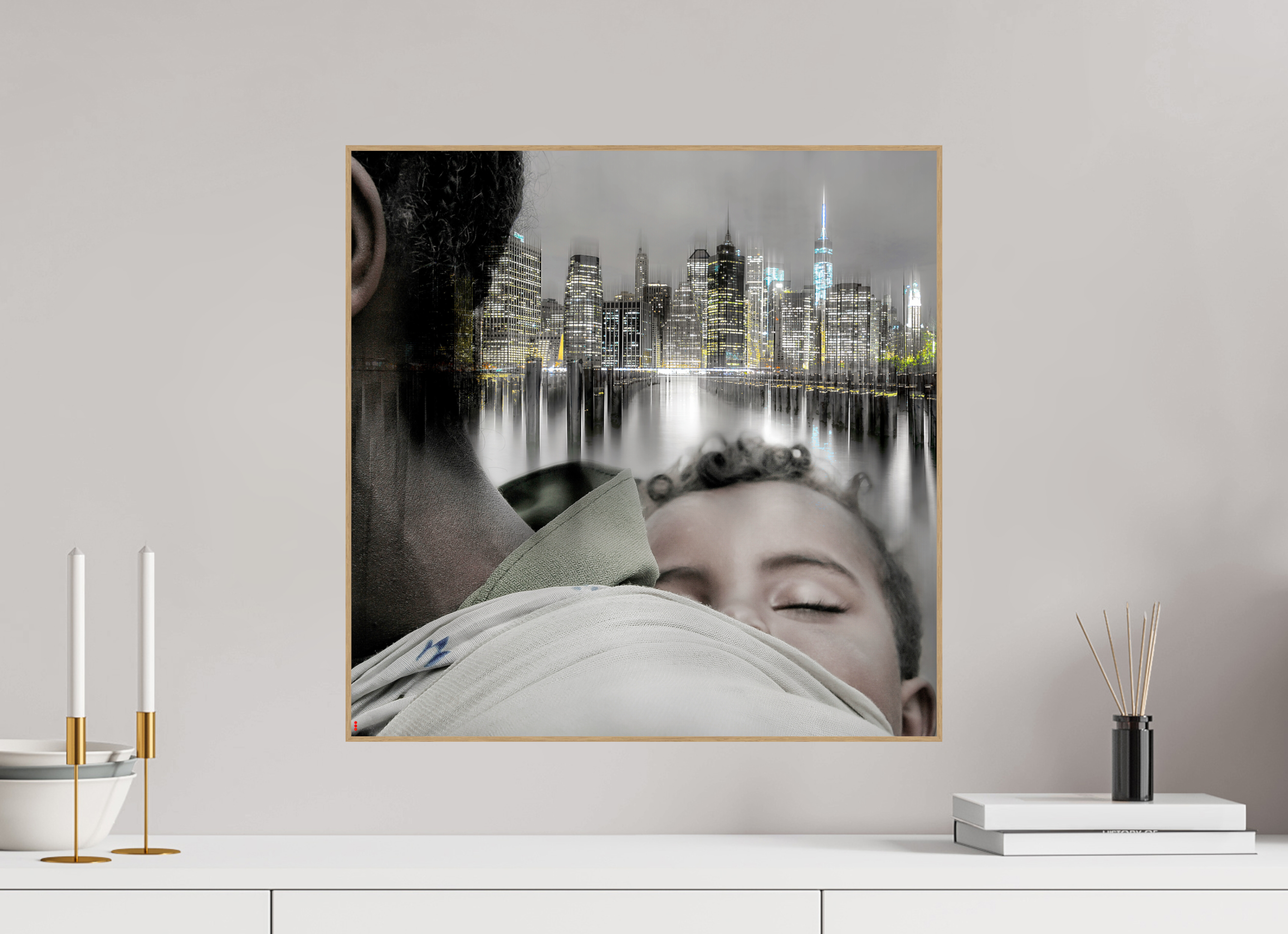 50 x 50 cm, Foto in ArtBox aus Massivholz Eiche natur RED³ HP Aisha II