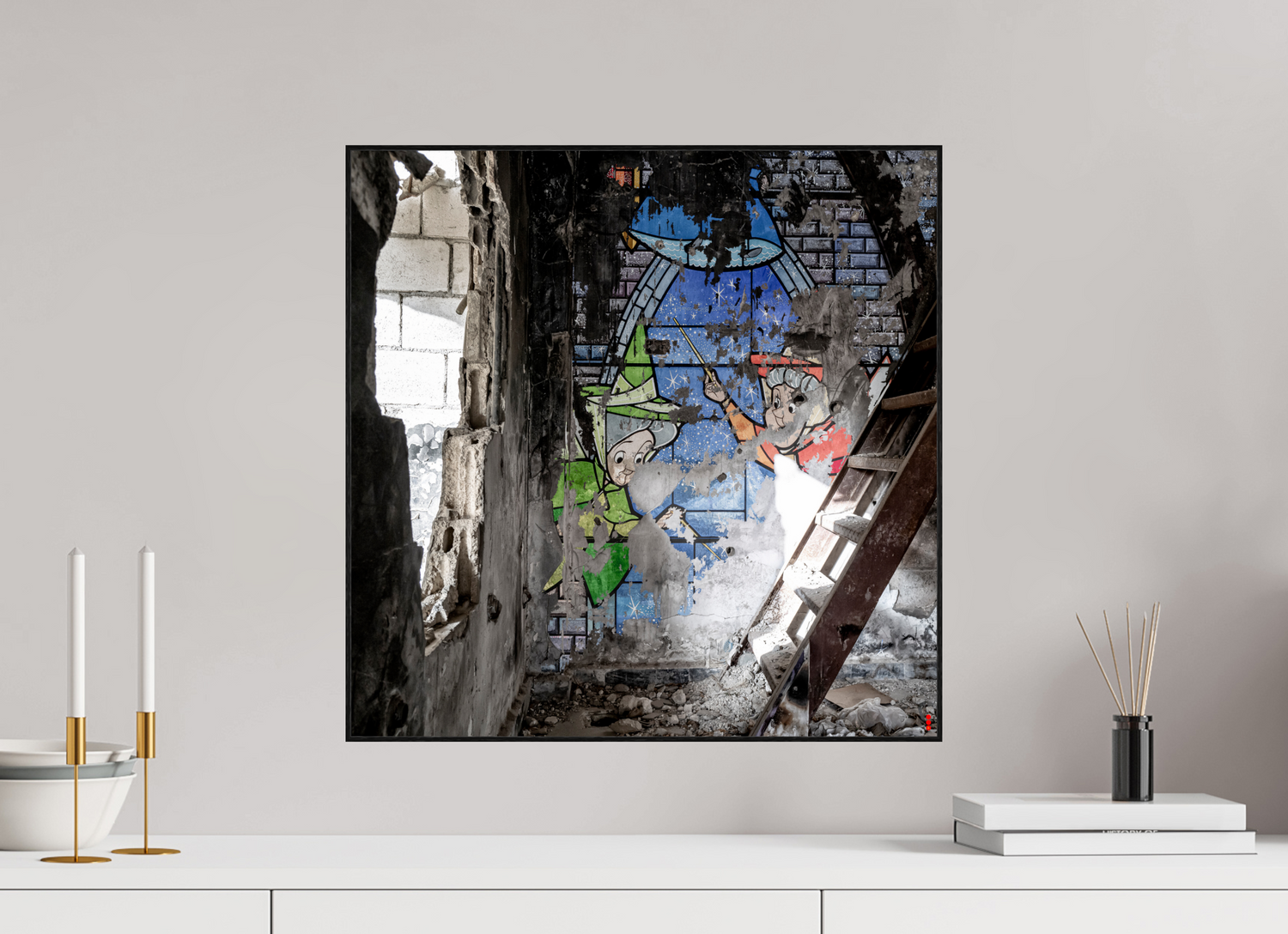 50 x 50 cm, Foto in ArtBox aus Massivholz Eiche schwarz RED³ SCSI Mazaya II