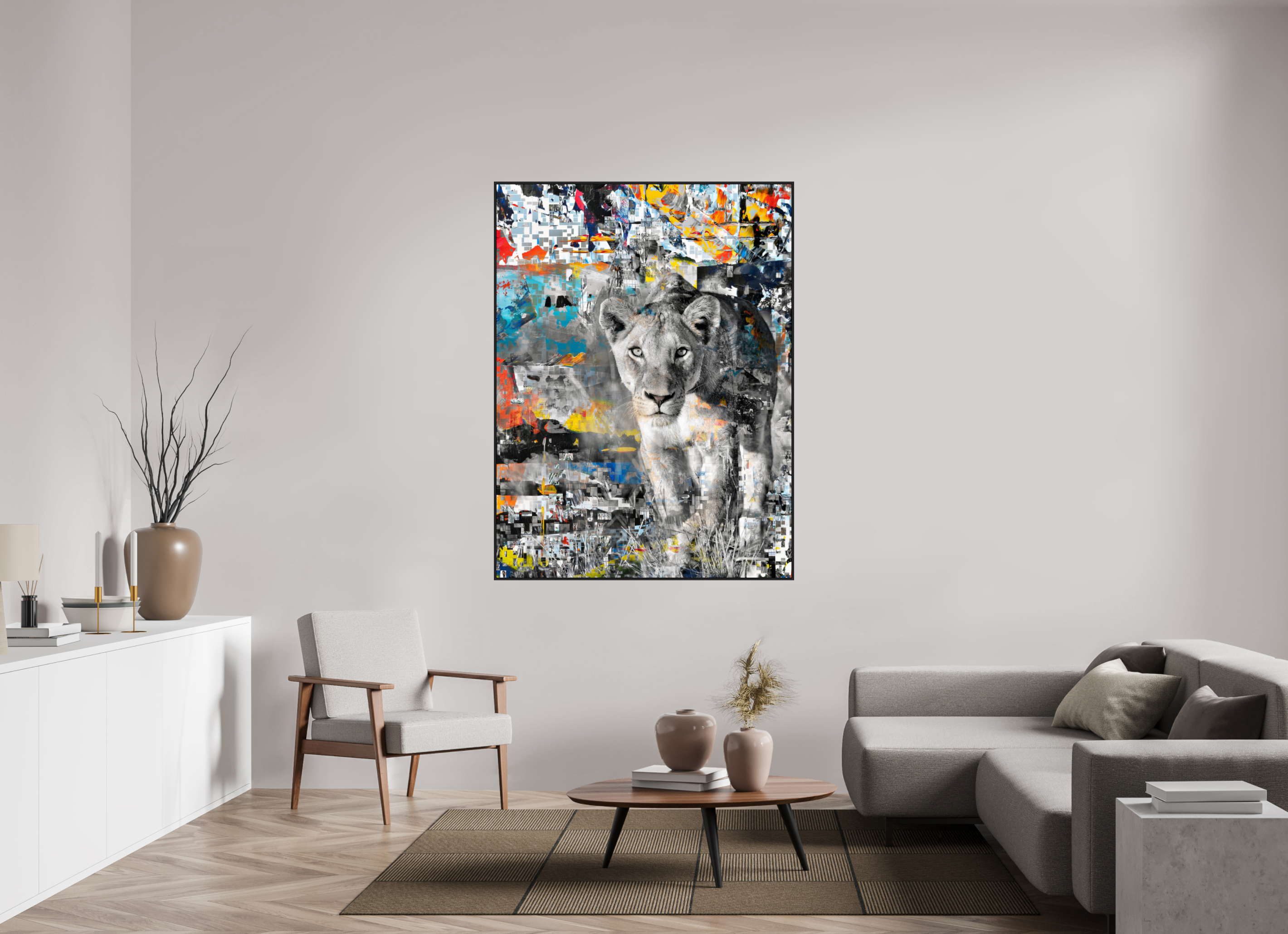 120 x 160 cm, Schattenfugen-Rahmen schwarz &amp; 2mm Acrylglas FA WC Kachine III