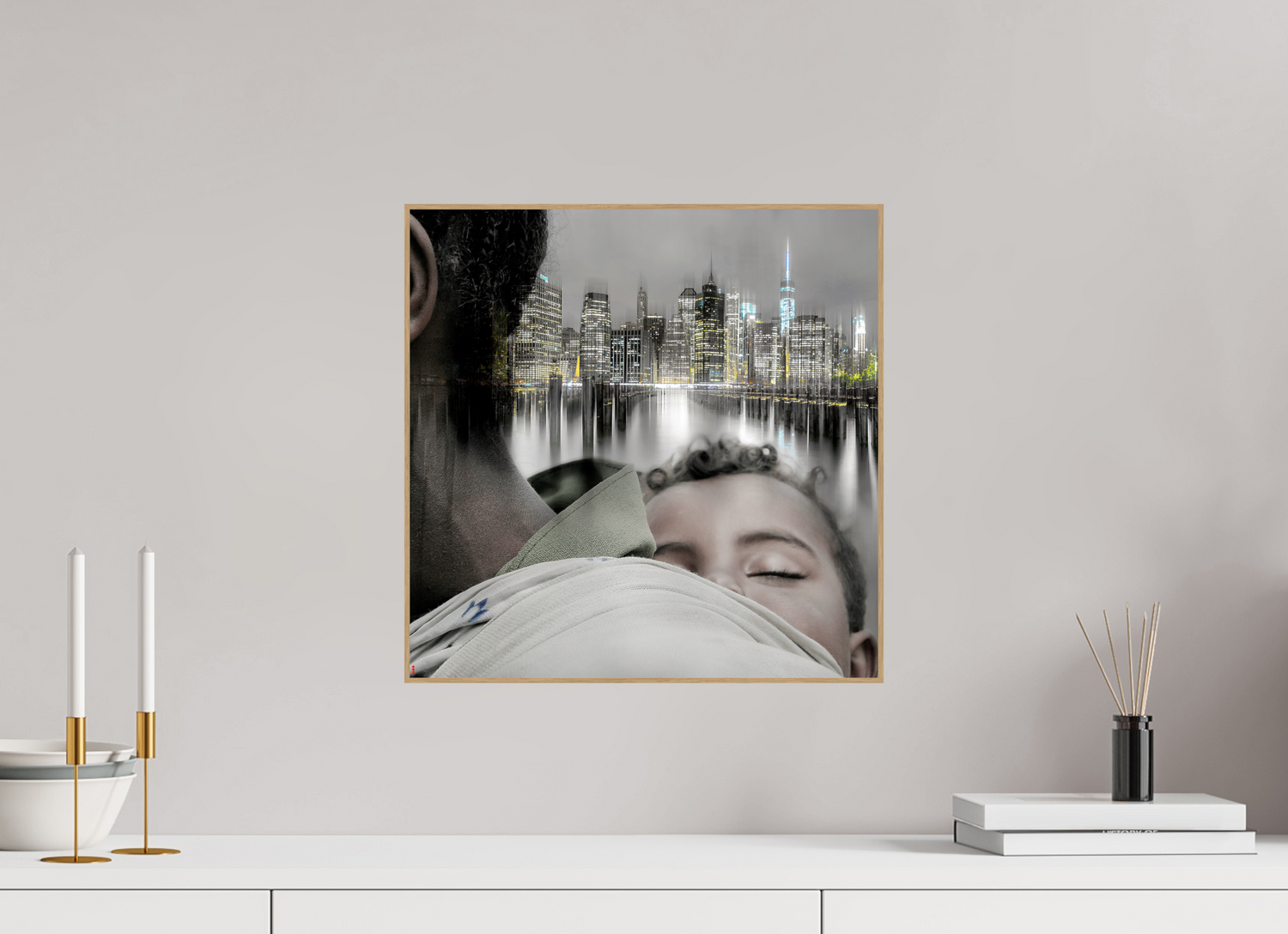 40 x 40 cm, Foto in ArtBox aus Massivholz Eiche natur RED³ HP Aisha II