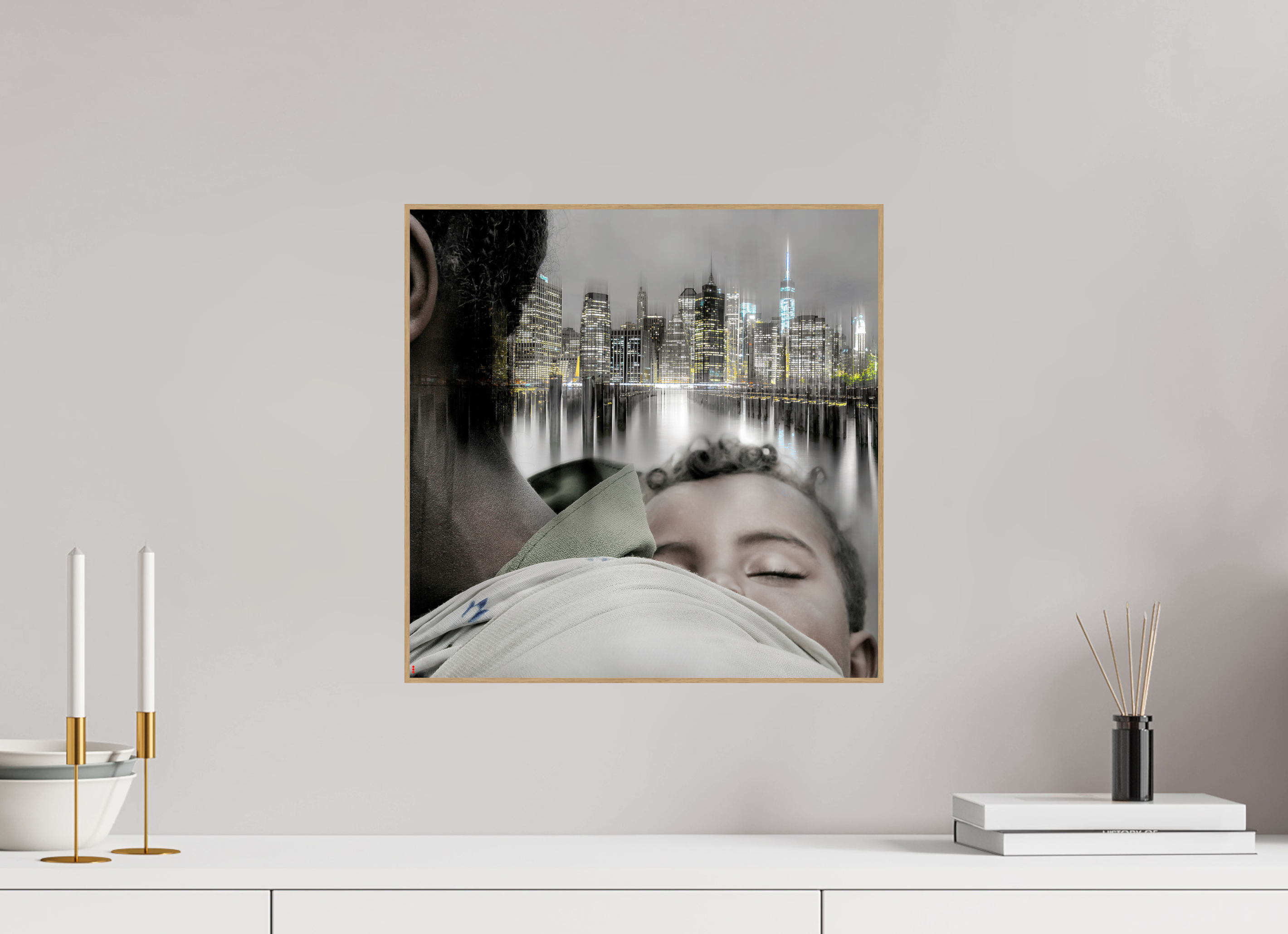 40 x 40 cm, Foto in ArtBox aus Massivholz Eiche natur RED³ HP Aisha II