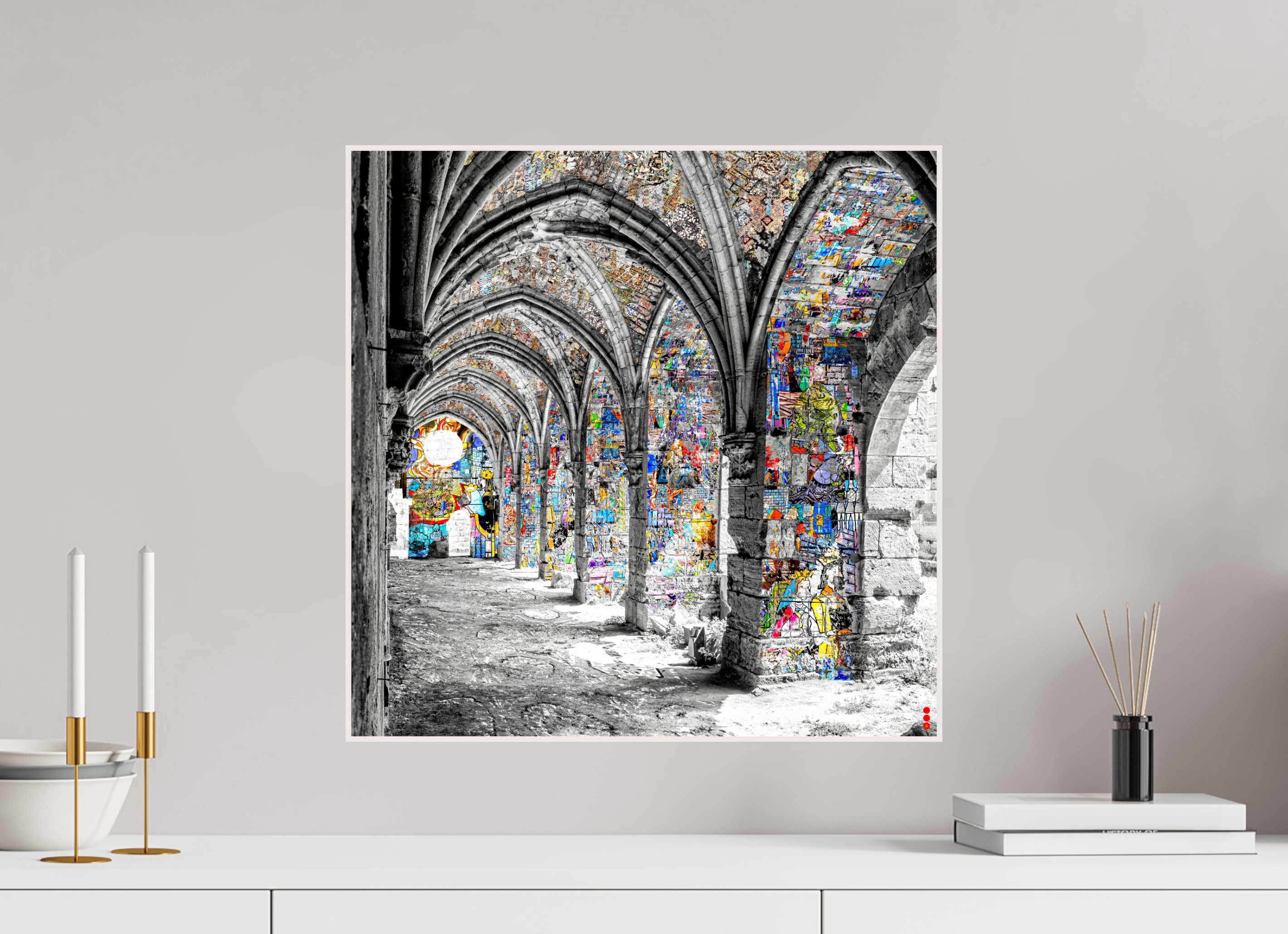 50 x 50 cm, Foto in ArtBox aus Massivholz Ahorn weiß RED³ SCSI Malik II