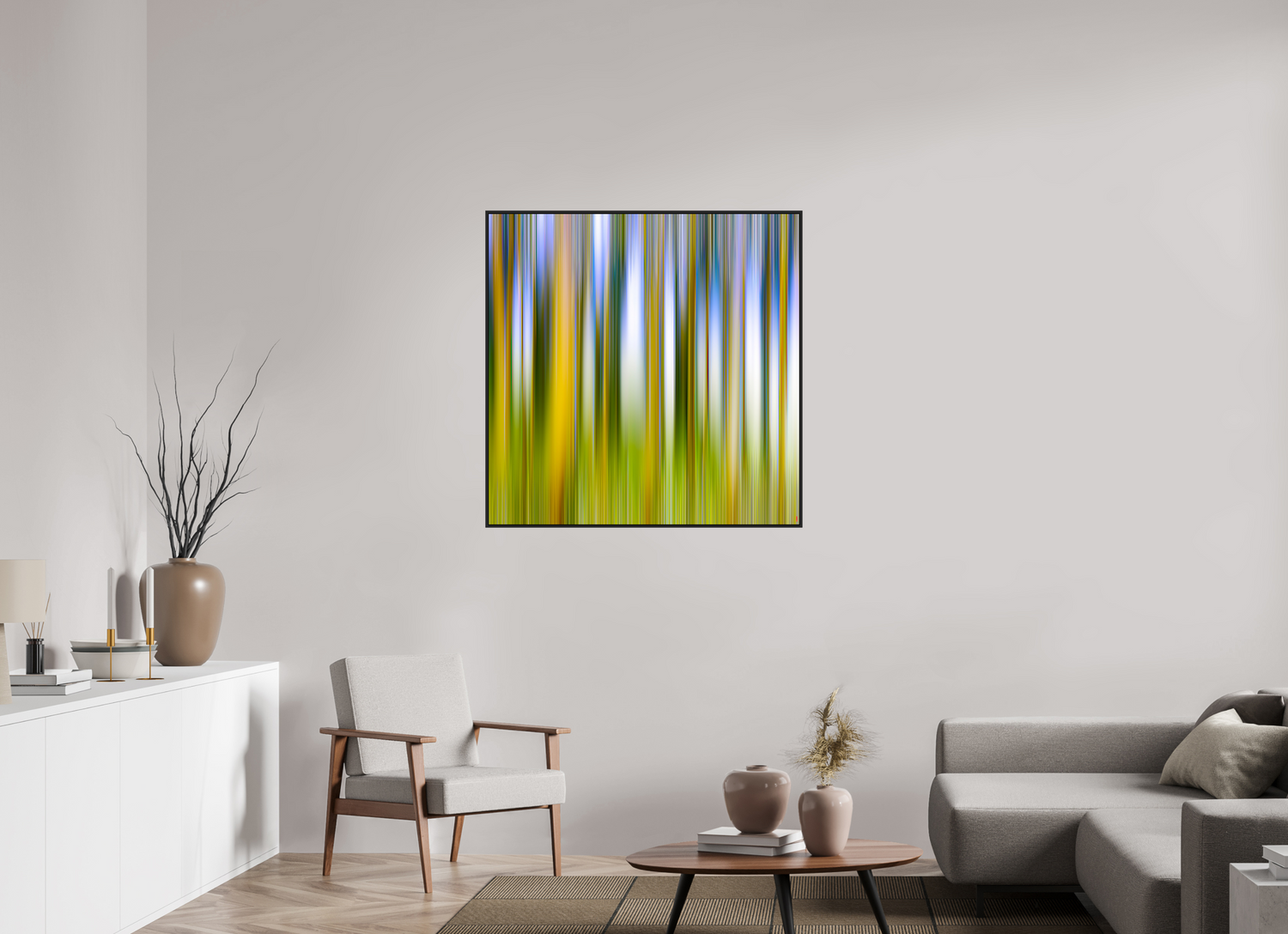 100 x 100 cm, Schattenfugen-Rahmen schwarz &amp; 2mm Acrylglas FA PH Ayashe II