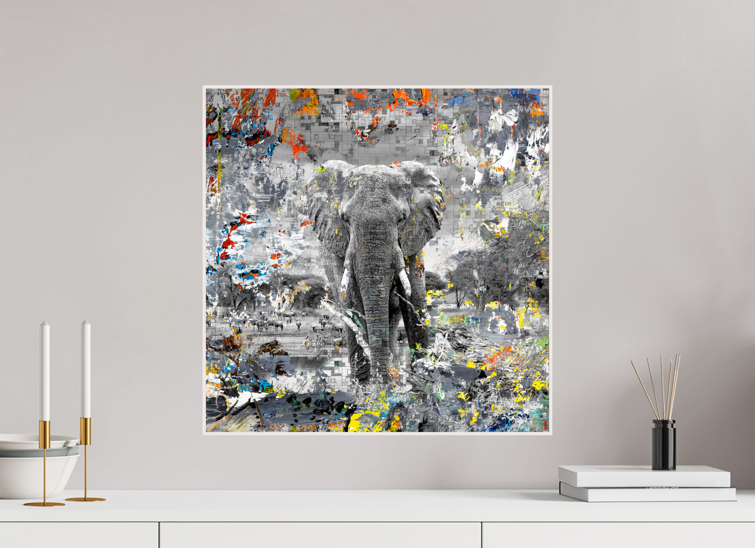 50 x 50 cm, Foto in ArtBox aus Massivholz Ahorn weiß RED³ WC Kajika II