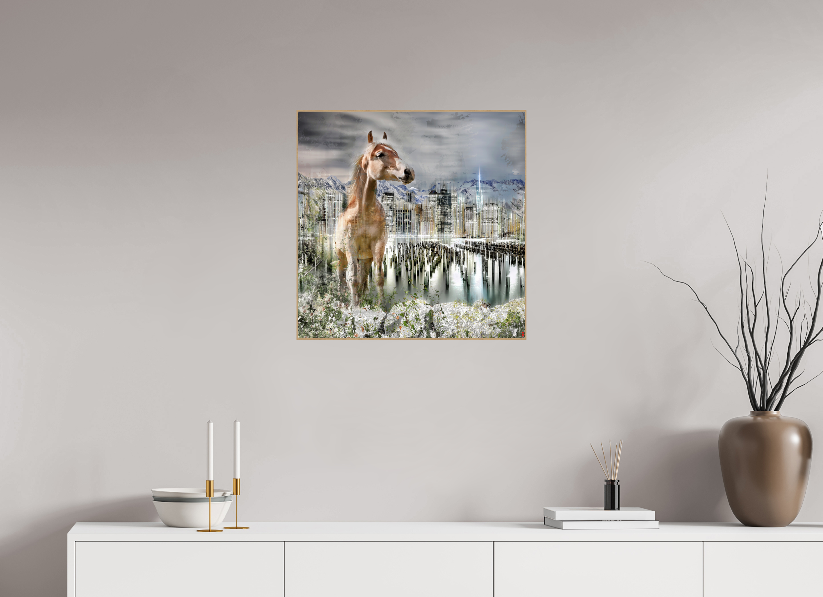 60 x 60 cm, Foto in ArtBox aus Massivholz Eiche natur RED³ HP Amazia II