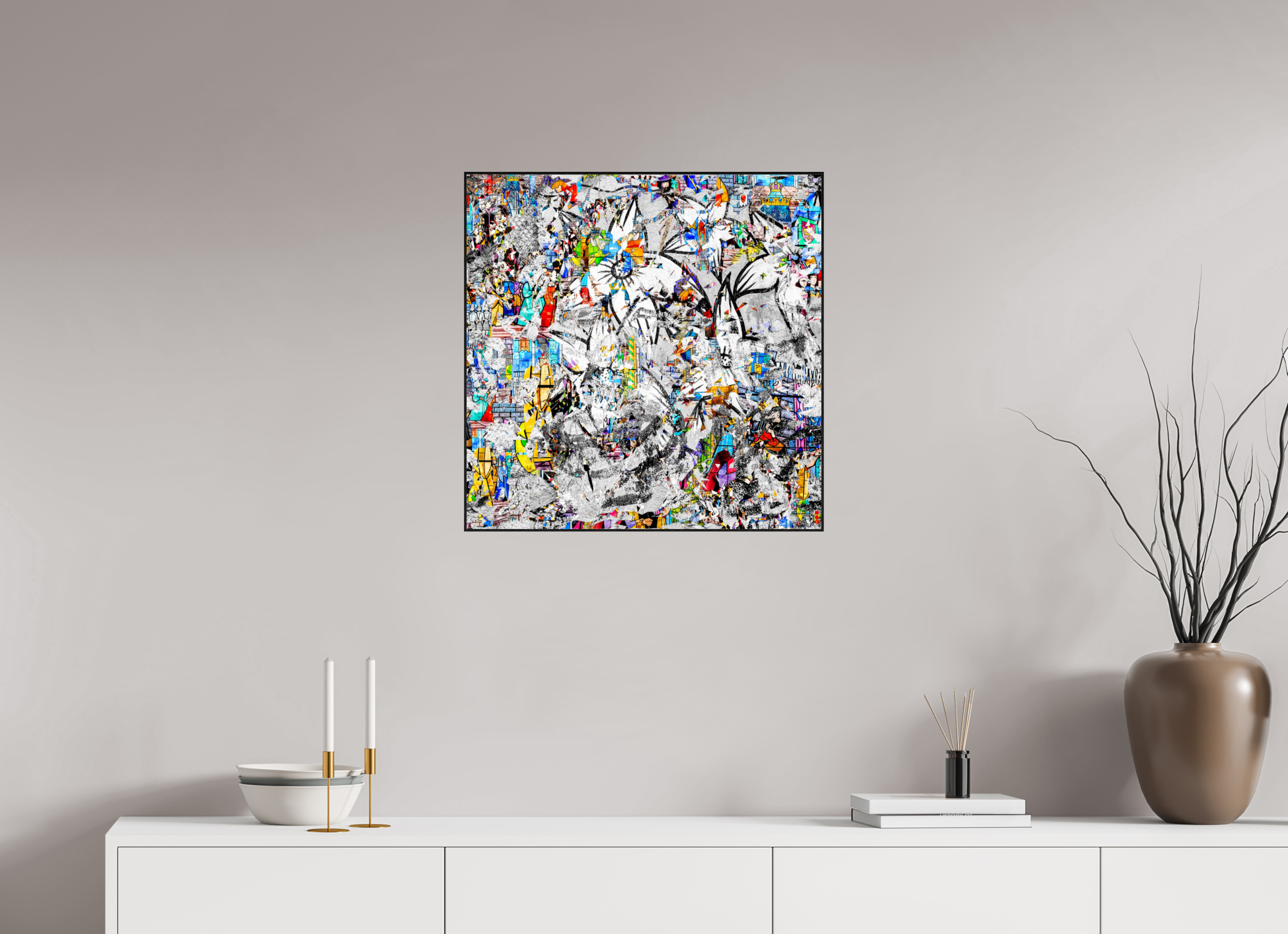 60 x 60 cm, Foto in ArtBox aus Massivholz Eiche schwarz RED³ SCSI Miraaj II