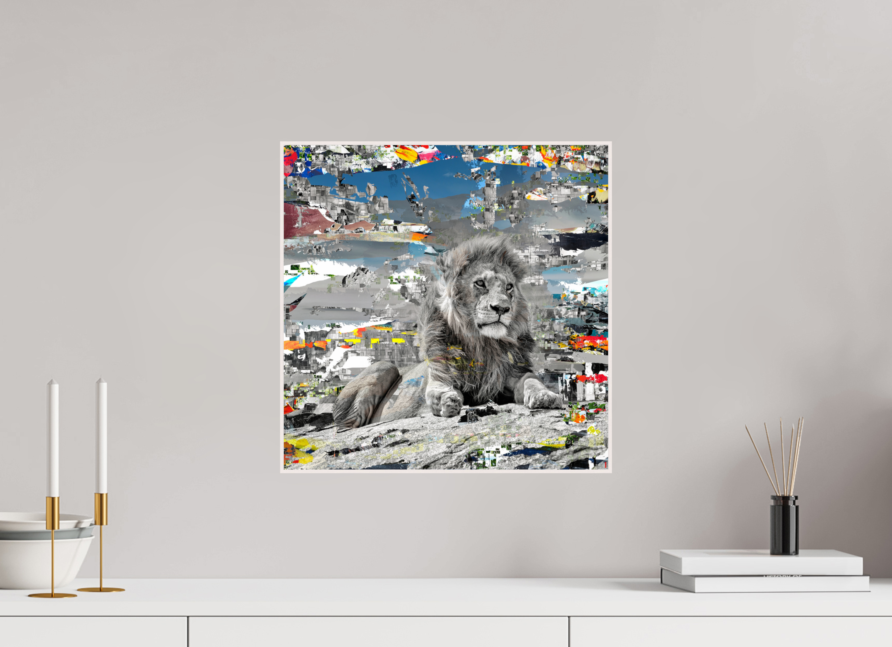 40 x 40 cm, Foto in ArtBox aus Massivholz Ahorn weiß RED³ WC Jabari II