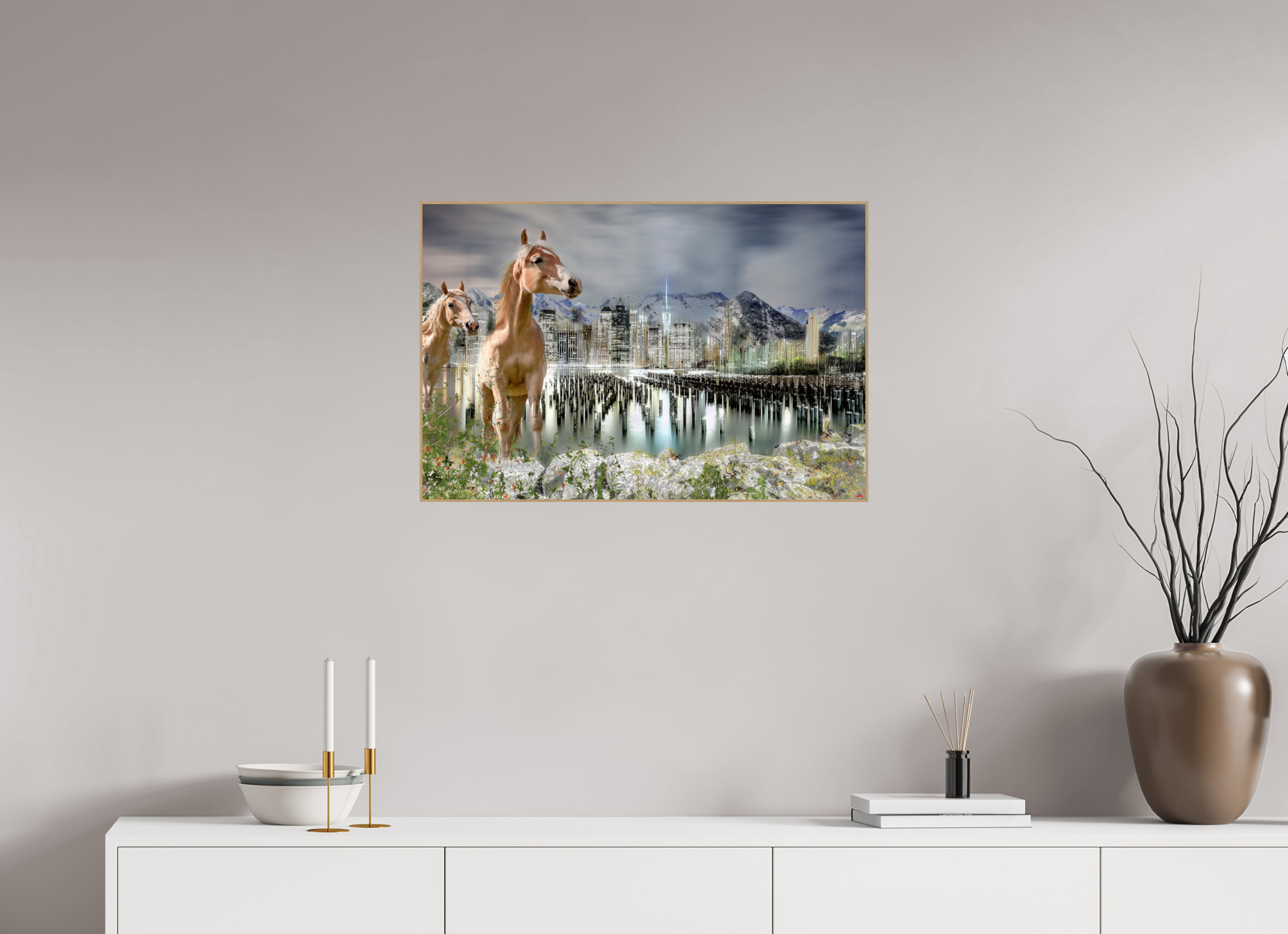 75 x 50 cm, Foto in ArtBox aus Massivholz Eiche natur RED³ HP Amazia I