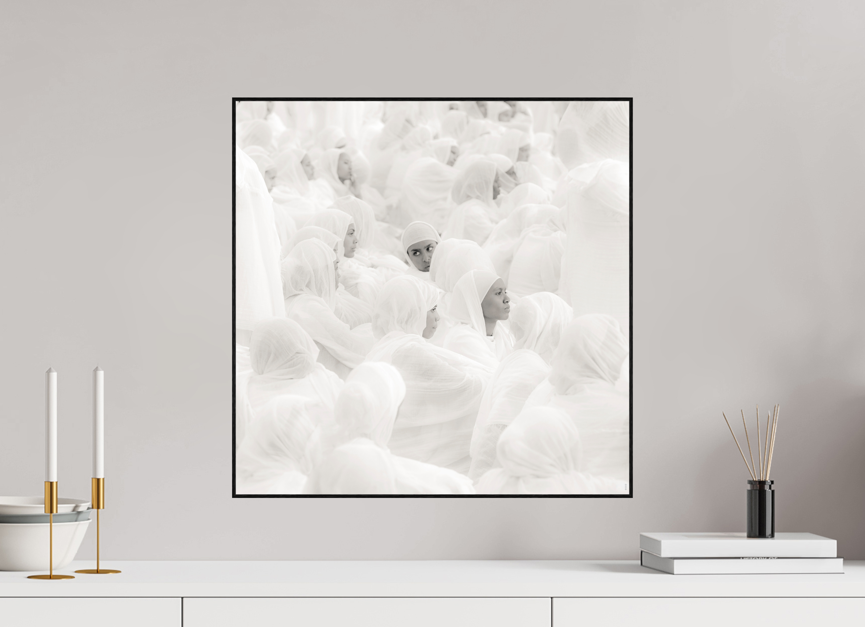 50 x 50 cm, Foto in ArtBox aus Massivholz Eiche schwarz RED³ PH Malia II