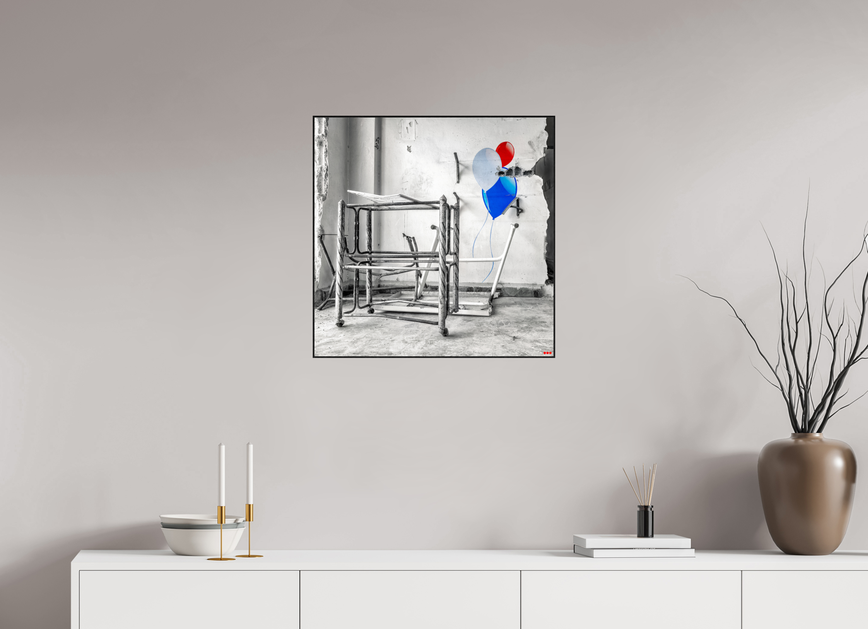 60 x 60 cm, Foto in ArtBox aus Massivholz Eiche schwarz RED³ SCSI Mursal II