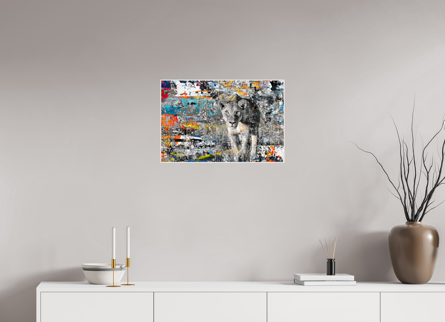 60 x 40 cm, Foto in ArtBox aus Massivholz Ahorn weiß RED³ WC Kachine I