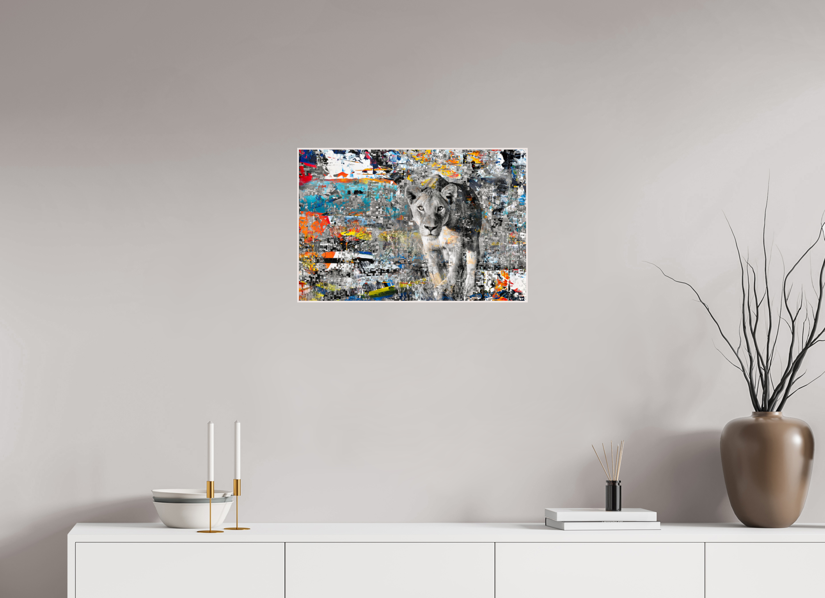 60 x 40 cm, Foto in ArtBox aus Massivholz Ahorn weiß RED³ WC Kachine I