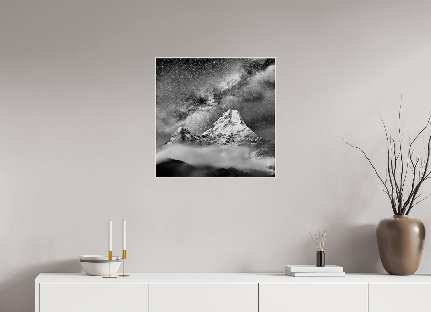 60 x 60 cm, Foto in ArtBox aus Massivholz Ahorn weiß RED³ Sherab II