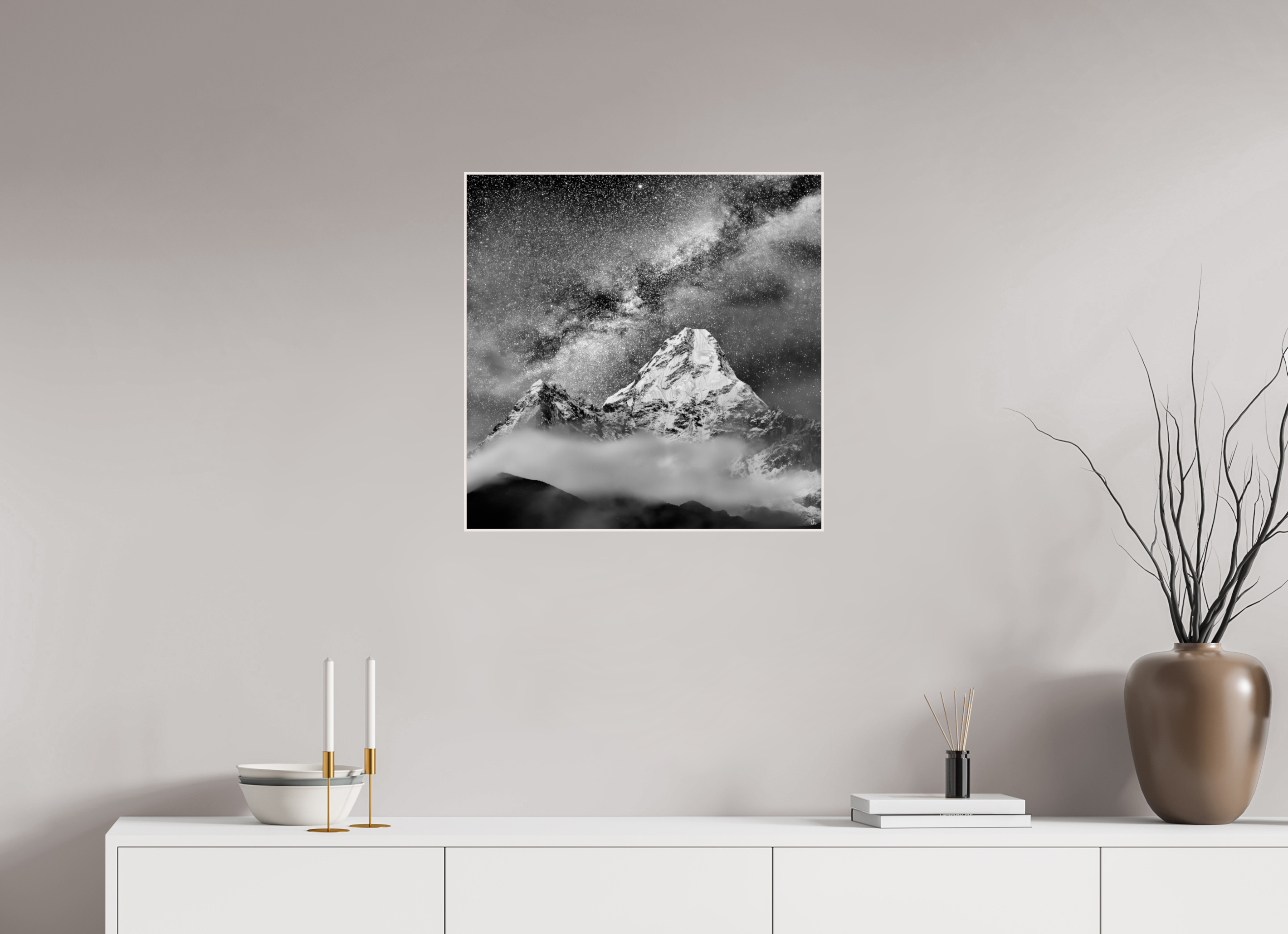 60 x 60 cm, Foto in ArtBox aus Massivholz Ahorn weiß RED³ Sherab II