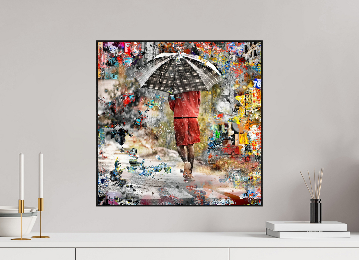 50 x 50 cm, Foto in ArtBox aus Massivholz Eiche schwarz RED³ HP Wash II