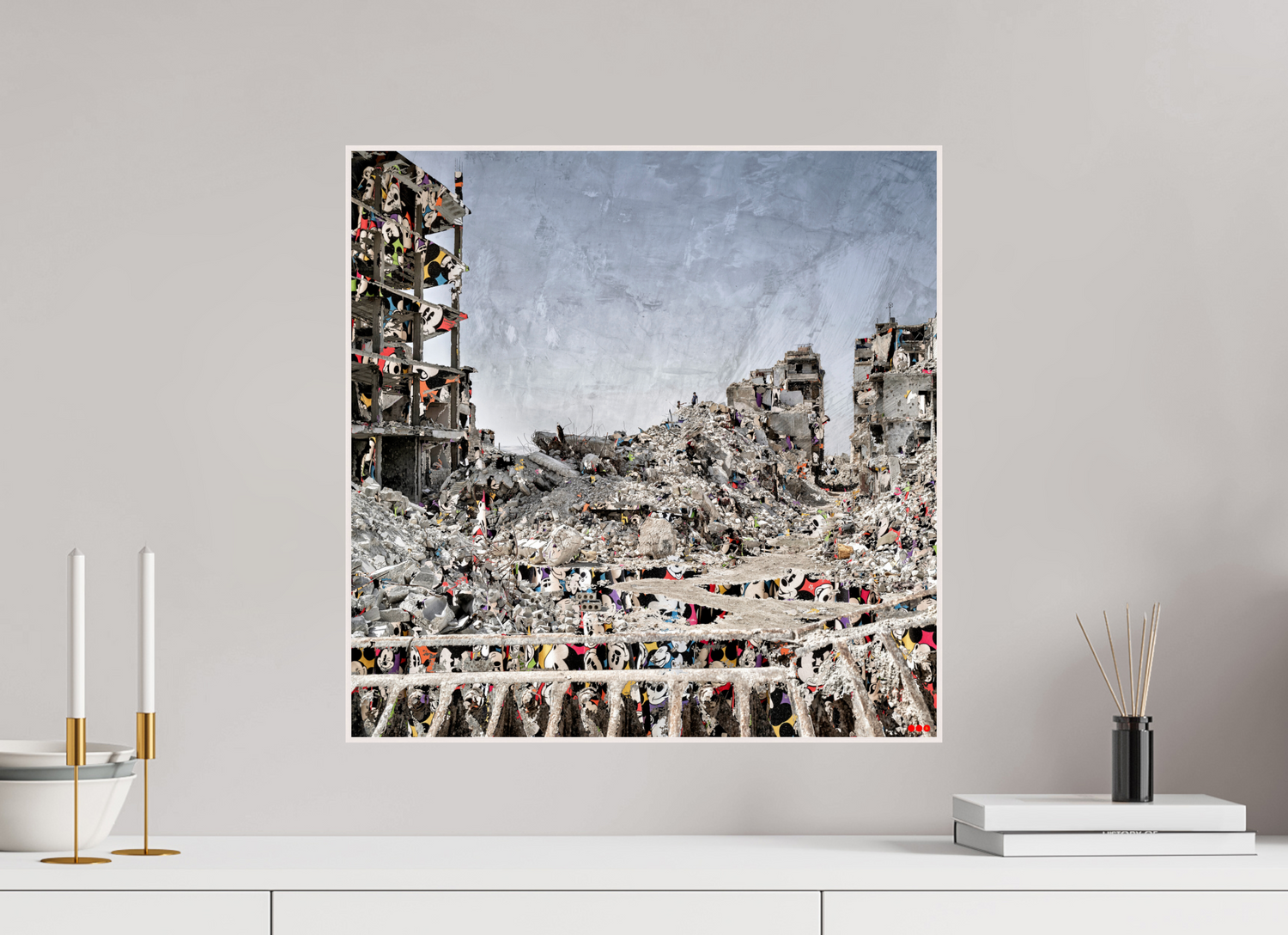 50 x 50 cm, Foto in ArtBox aus Massivholz Ahorn weiß RED³ SCSI Majid II