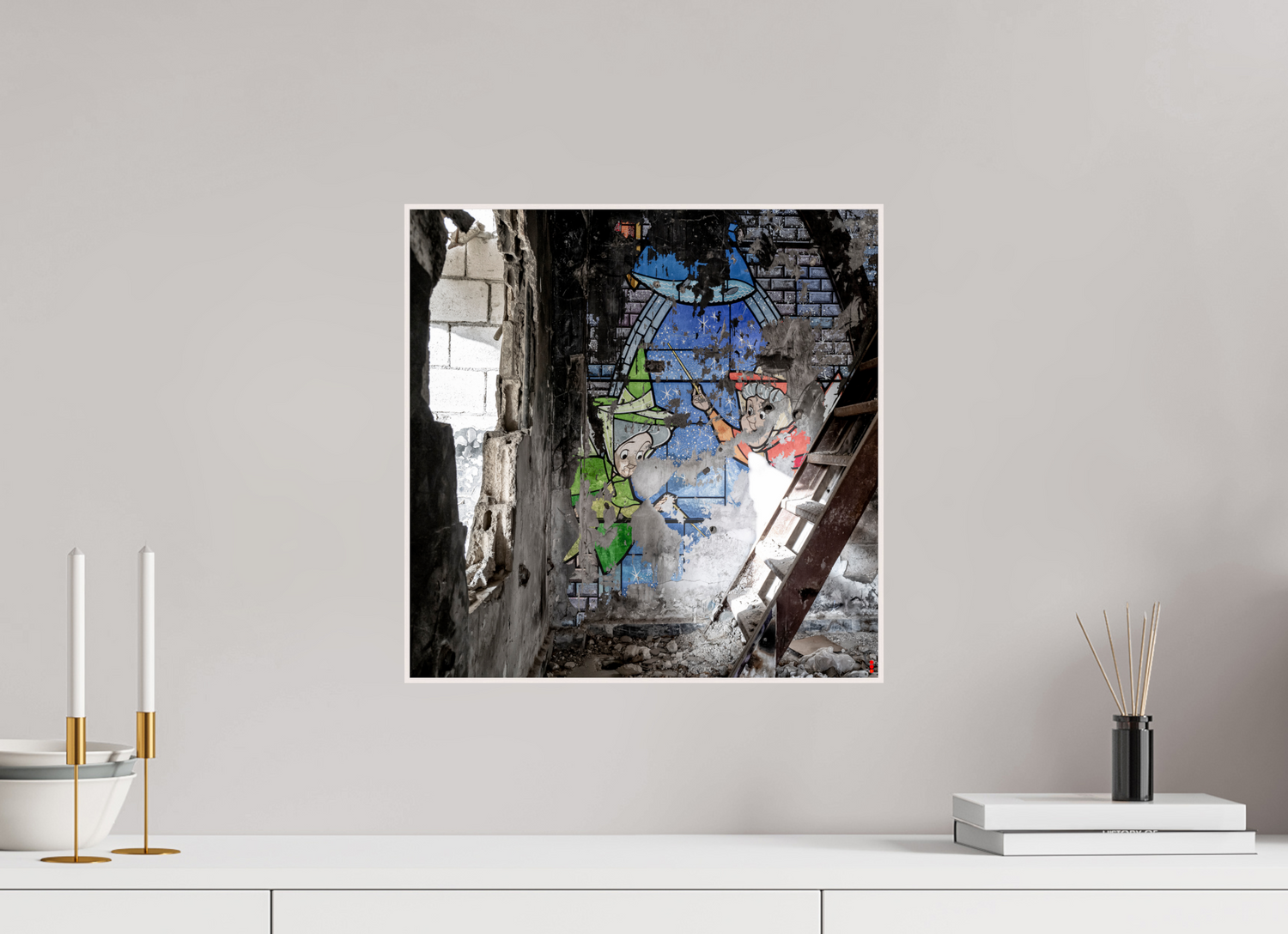 40 x 40 cm, Foto in ArtBox aus Massivholz Ahorn weiß RED³ SCSI Mazaya II