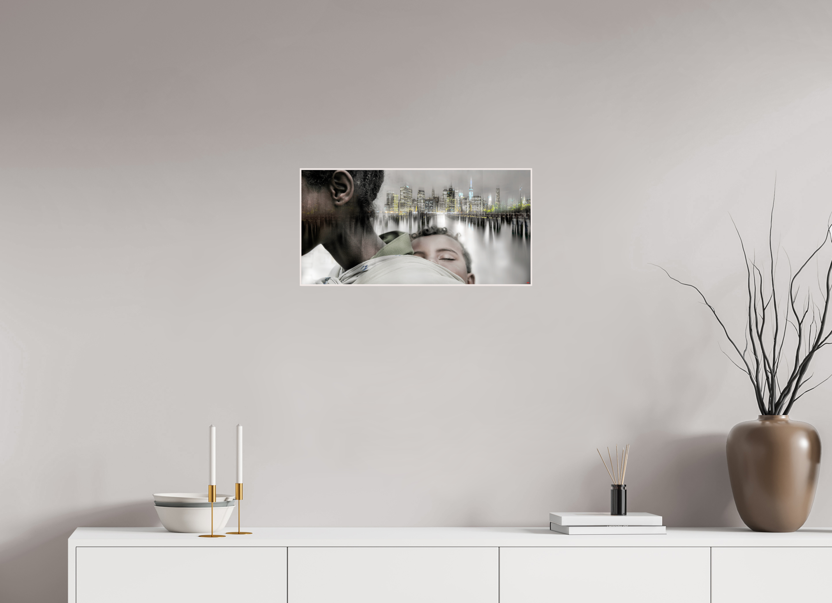 60 x 30 cm, Foto in ArtBox aus Massivholz Ahorn weiß RED³ HP Aisha V