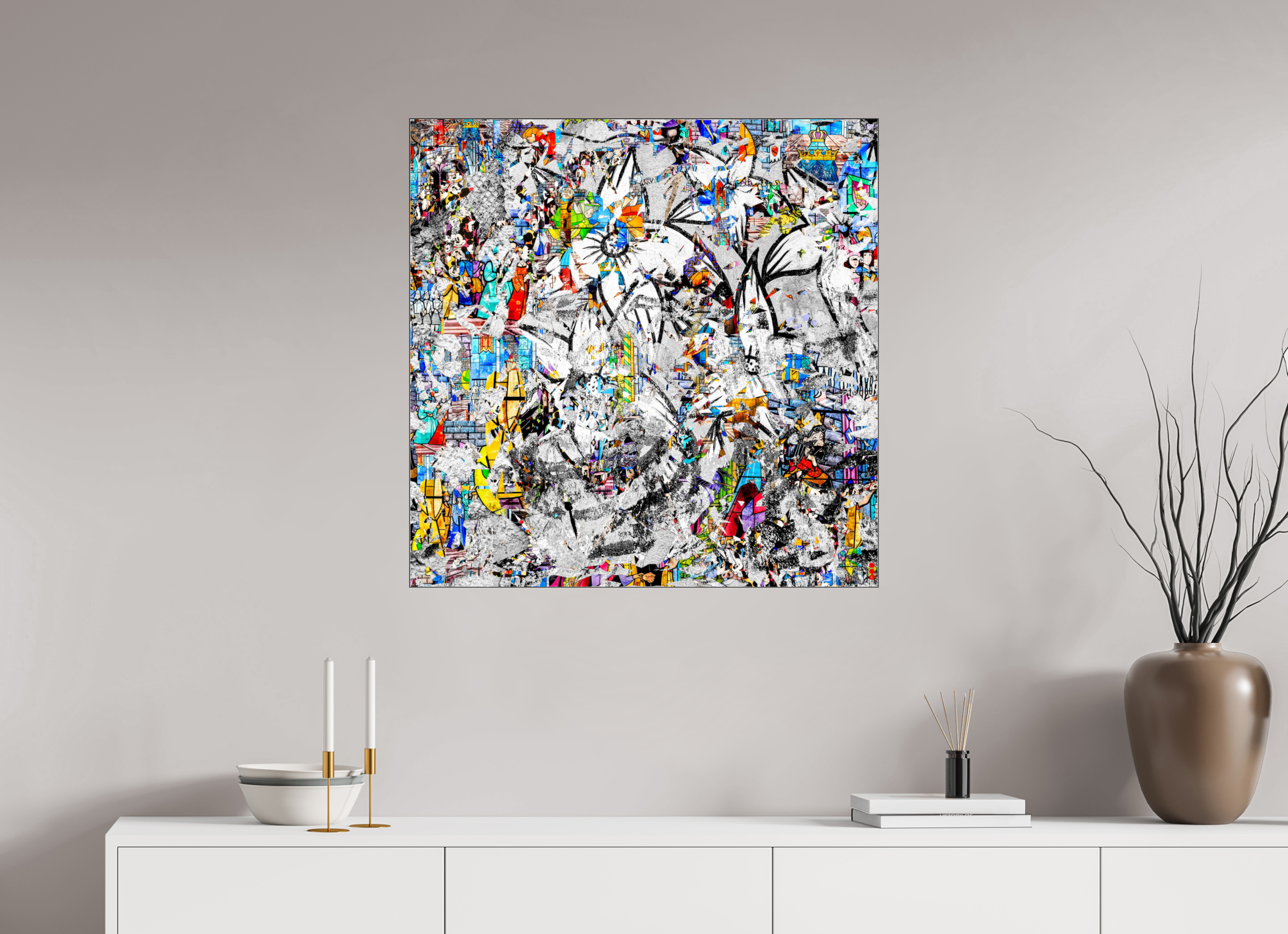 80 x 80 cm, Slimline Einfassung schwarz unter 2mm Acrylglas FA SCSI Miraaj II