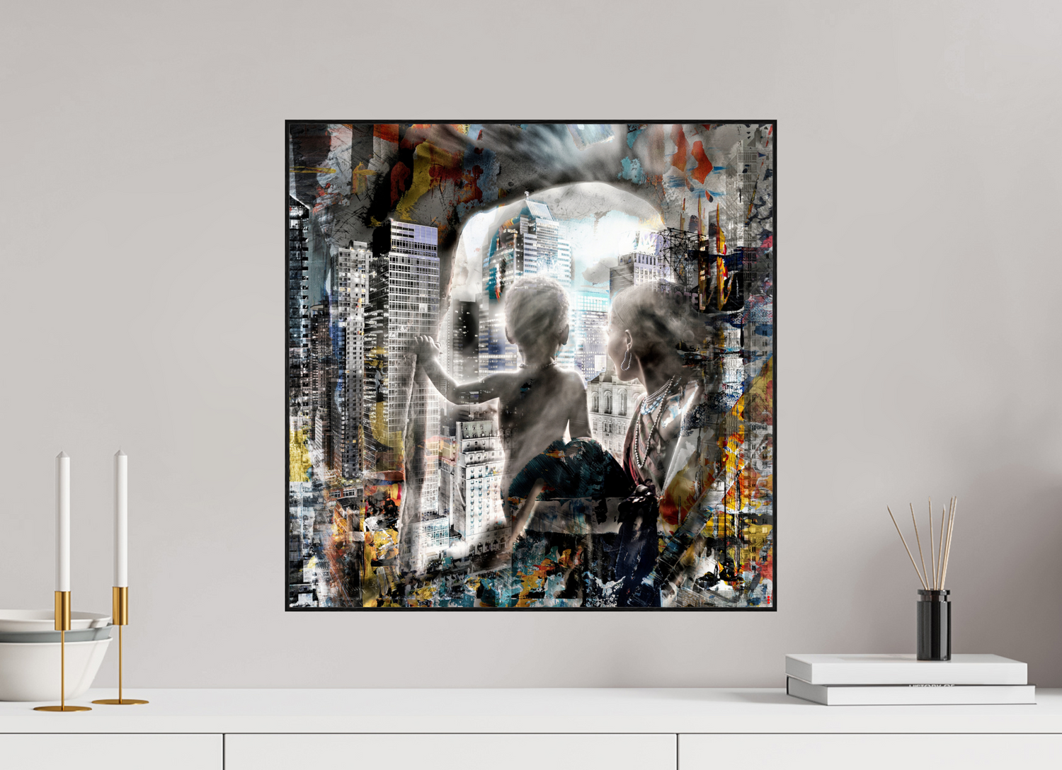 50 x 50 cm, Foto in ArtBox aus Massivholz Eiche schwarz RED³ HP Sukama II