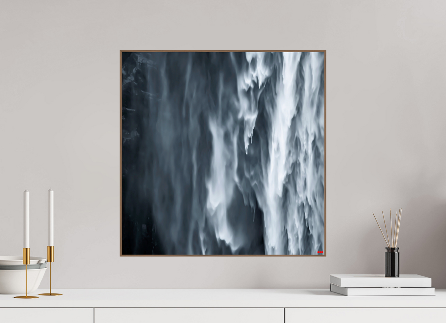 50 x 50 cm, Foto in ArtBox aus Massivholz Nussbaum RED³ PH Oats in the Water II