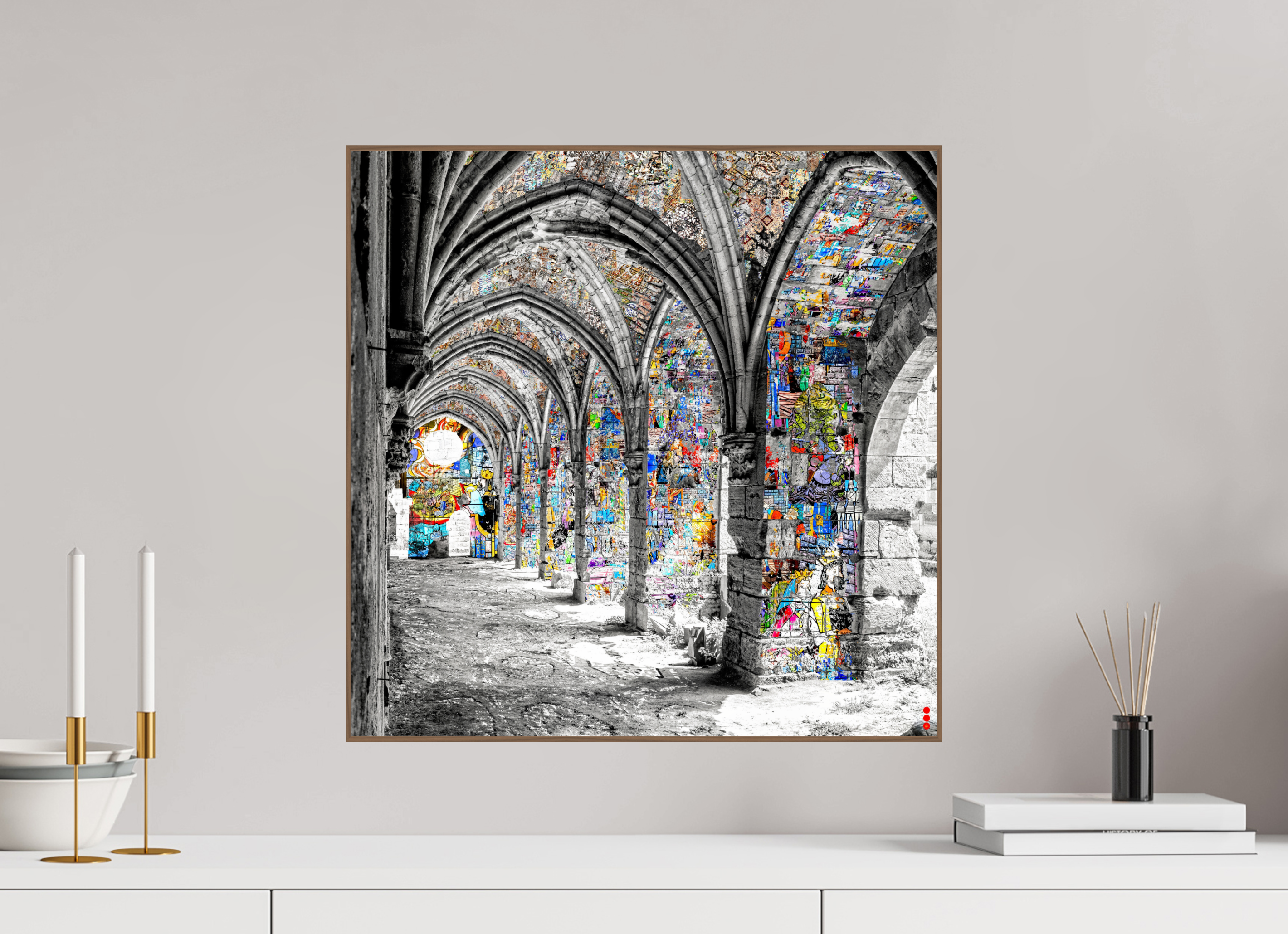 50 x 50 cm, Foto in ArtBox aus Massivholz Nussbaum RED³ SCSI Malik II