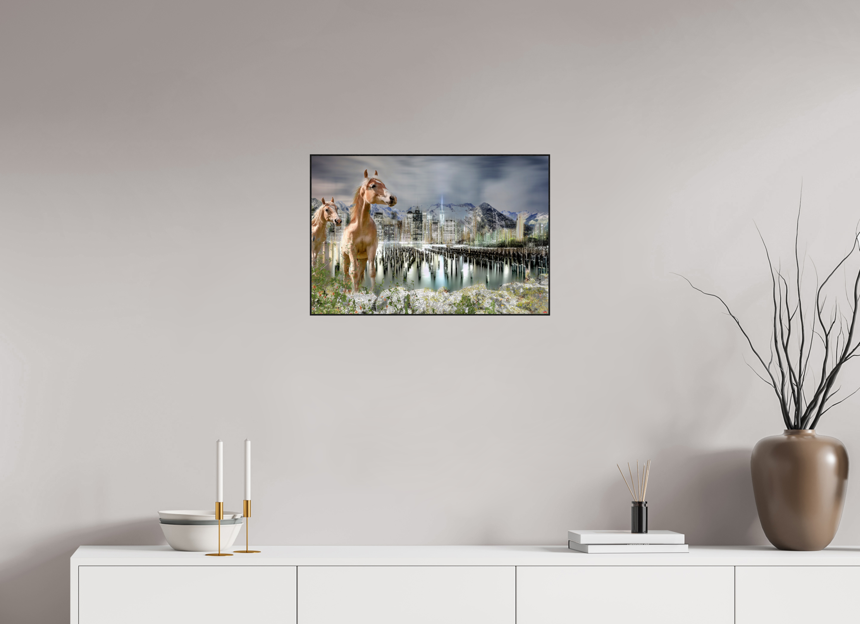 60 x 40 cm, Foto in ArtBox aus Massivholz Eiche schwarz RED³ HP Amazia I