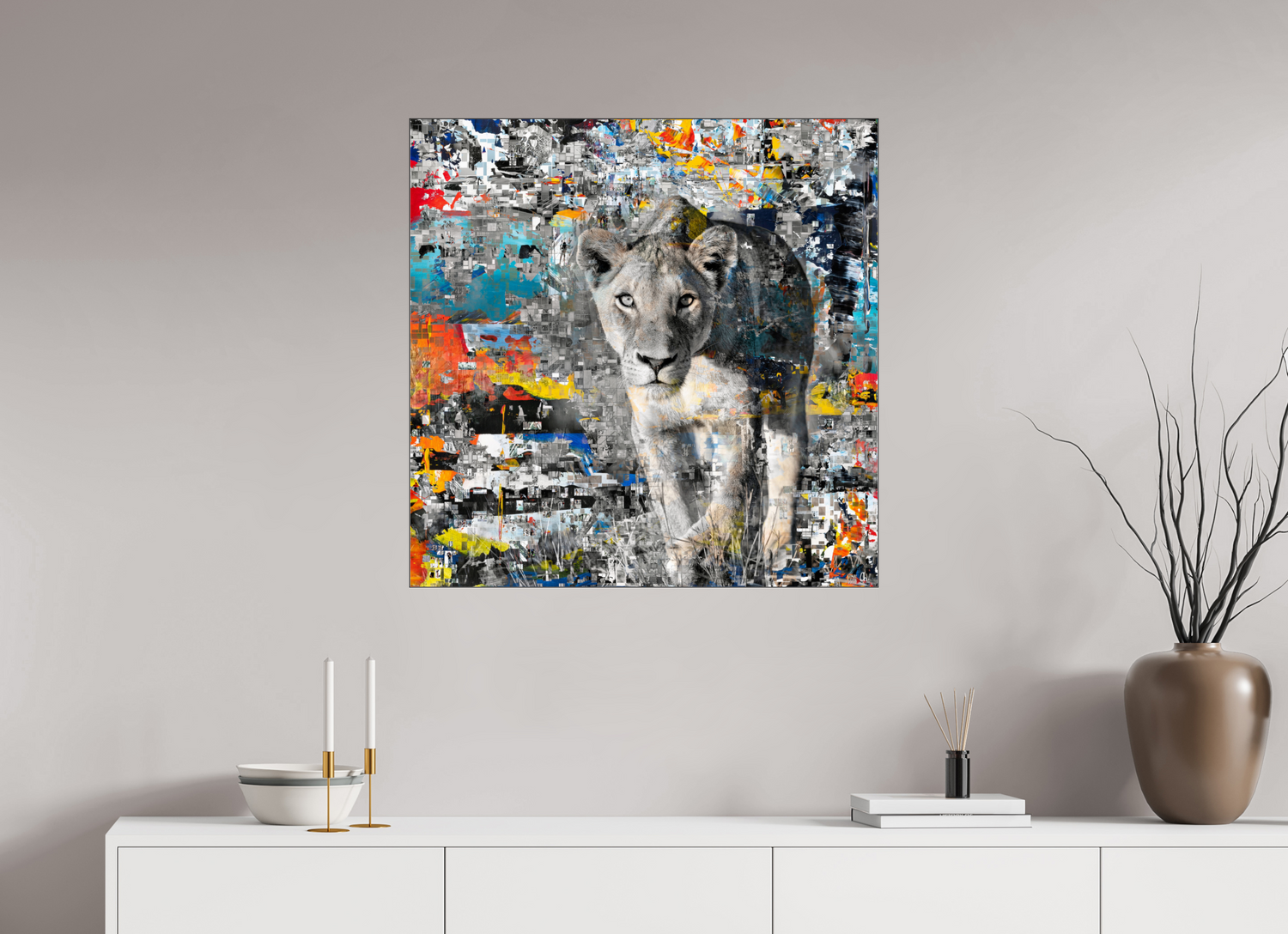 80 x 80 cm, Slimline Einfassung schwarz unter 2mm Acrylglas FA WC Kachine II