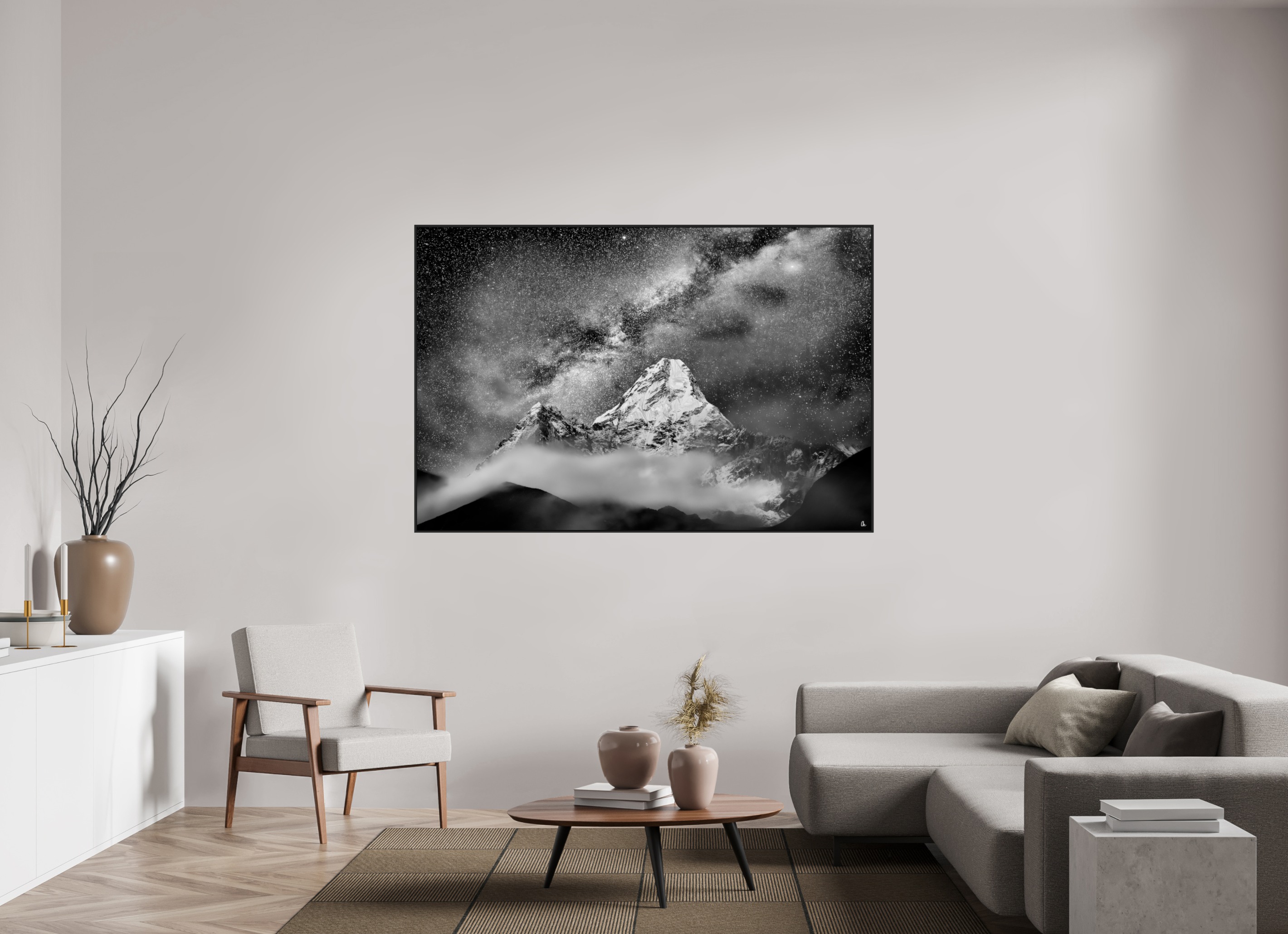 180 x 120 cm, Schattenfugen-Rahmen schwarz &amp; 2mm Acrylglas FA PH Sherab I