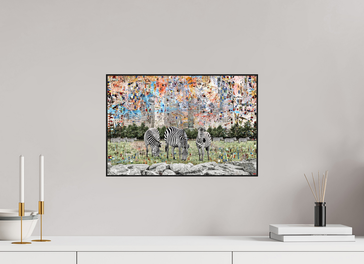 45 x 30 cm, Foto in ArtBox aus Massivholz Eiche schwarz RED³ WC Amaya I