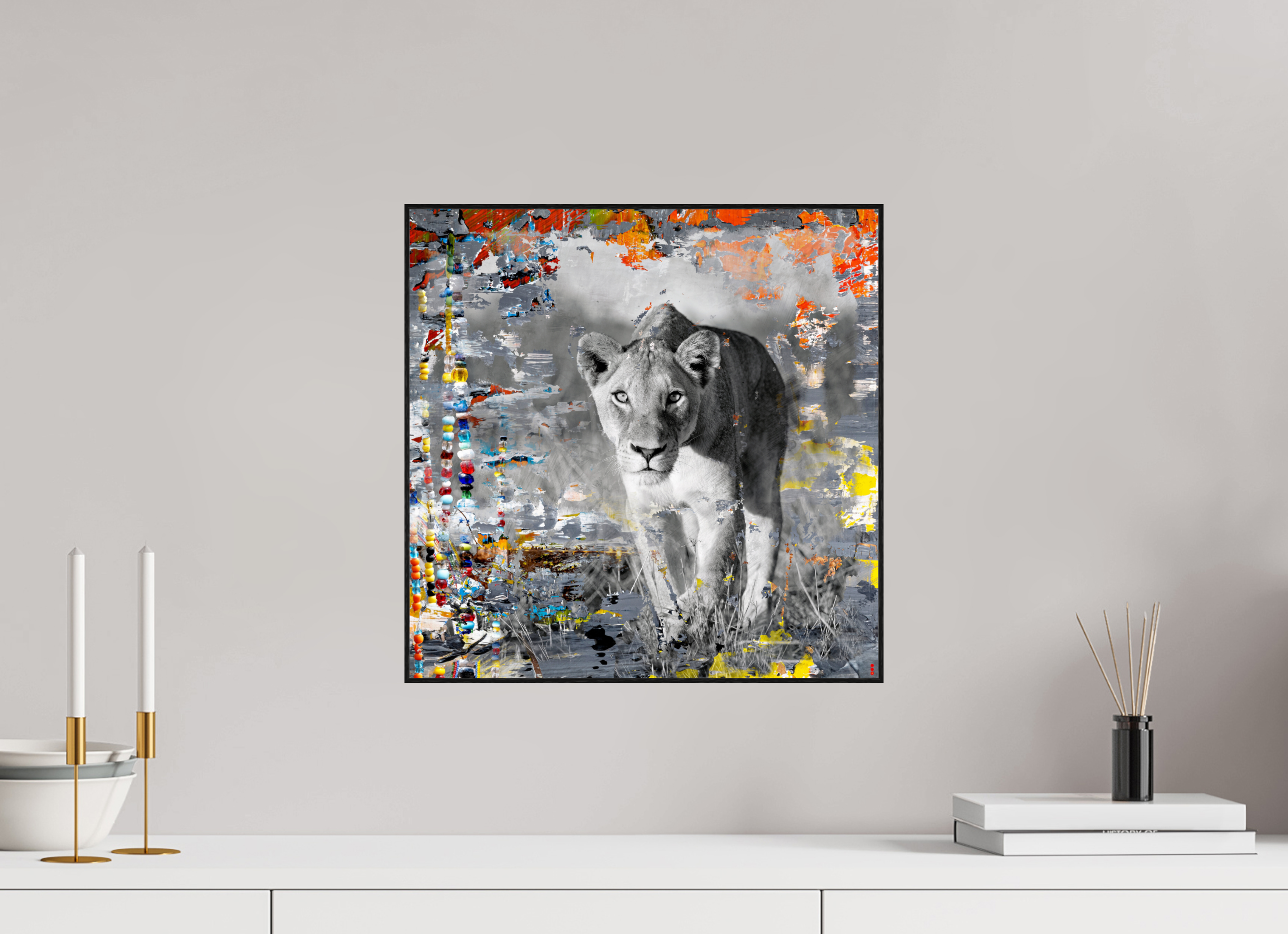 40 x 40 cm, Foto in ArtBox aus Massivholz Eiche schwarz RED³ WC Lamaya II