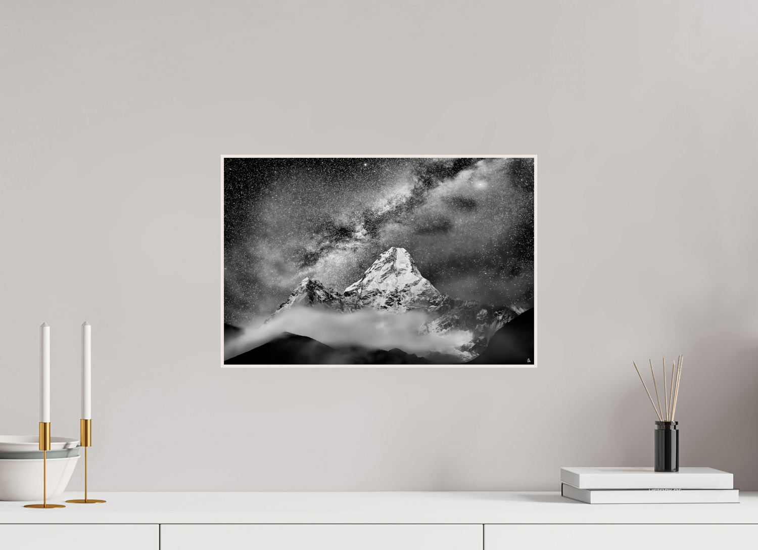 45 x 30 cm, Foto in ArtBox aus Massivholz Ahorn weiß RED³ Sherab I