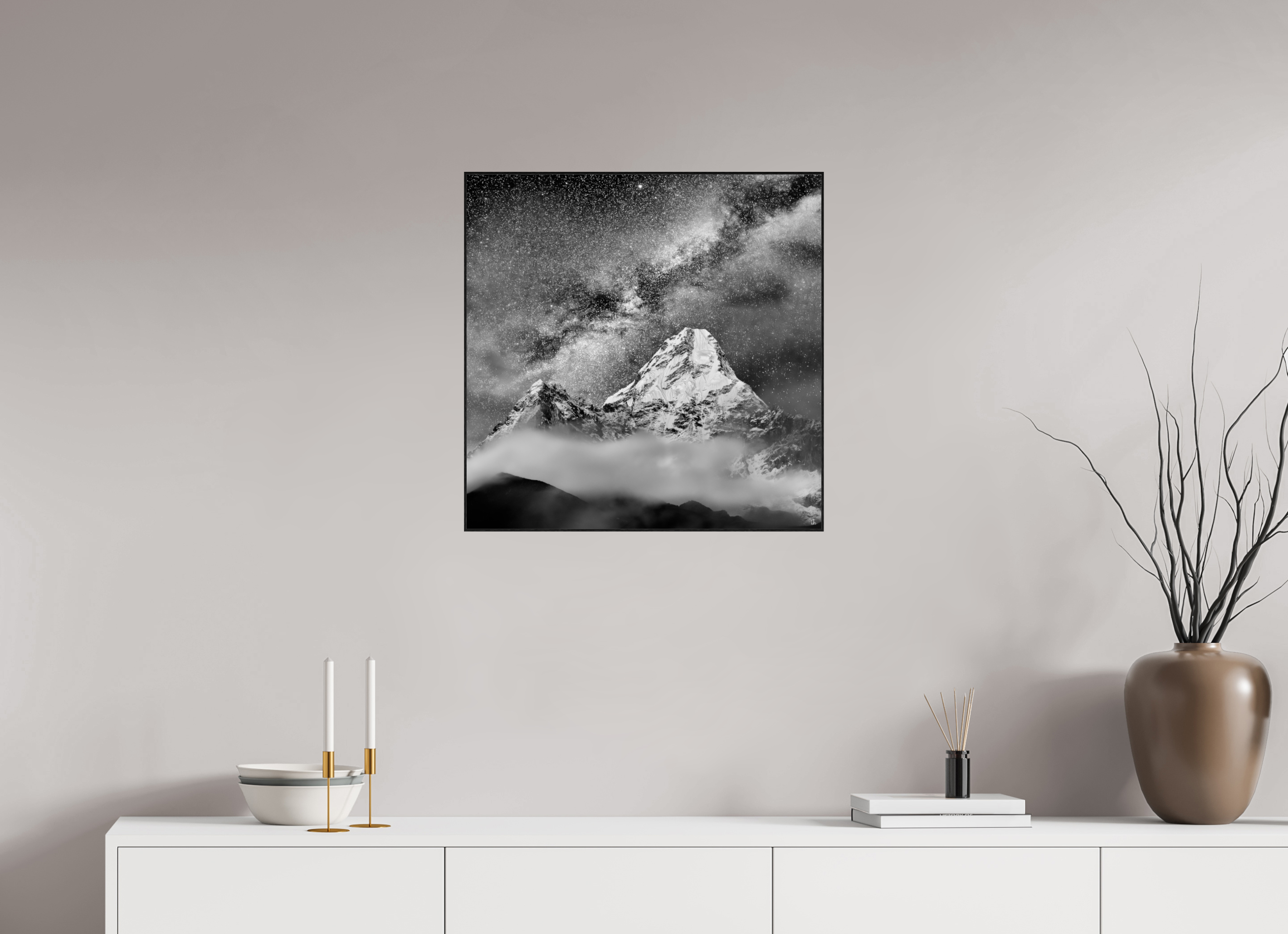 60 x 60 cm, Foto in ArtBox aus Massivholz Eiche schwarz RED³ Sherab II