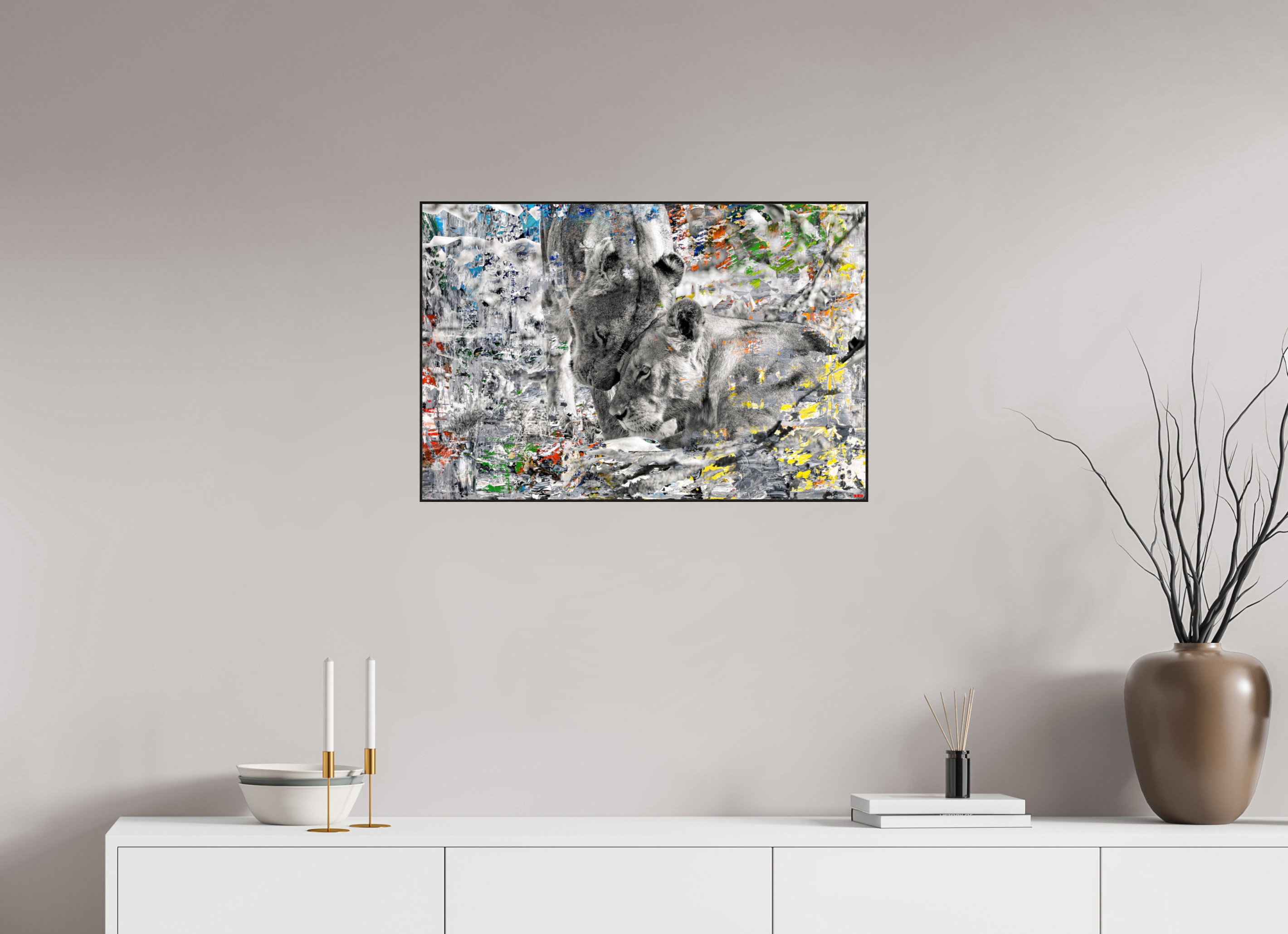 75 x 50 cm, Foto in ArtBox aus Massivholz Eiche schwarz RED³ WC Layamaya I