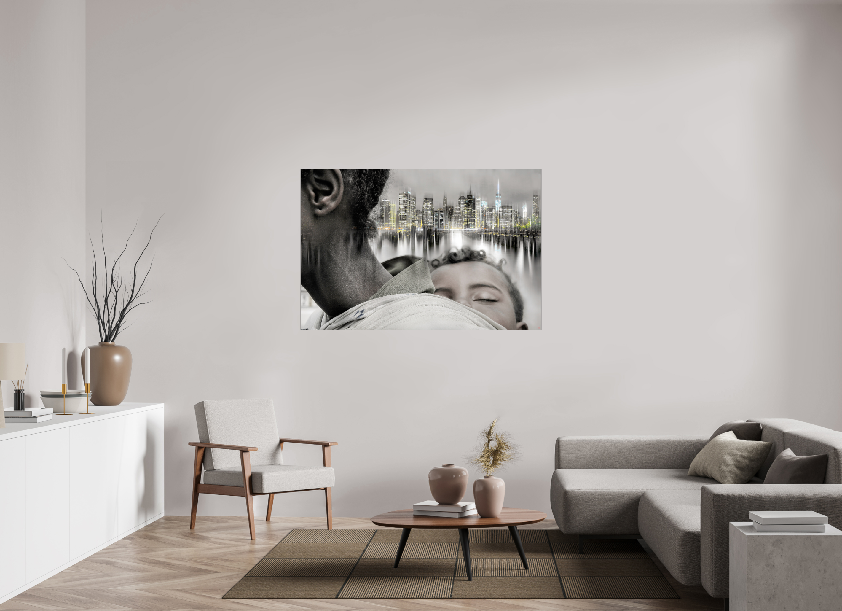 150 x 100 cm, Slimline Einfassung schwarz unter 2mm Acrylglas FA HP Aisha I