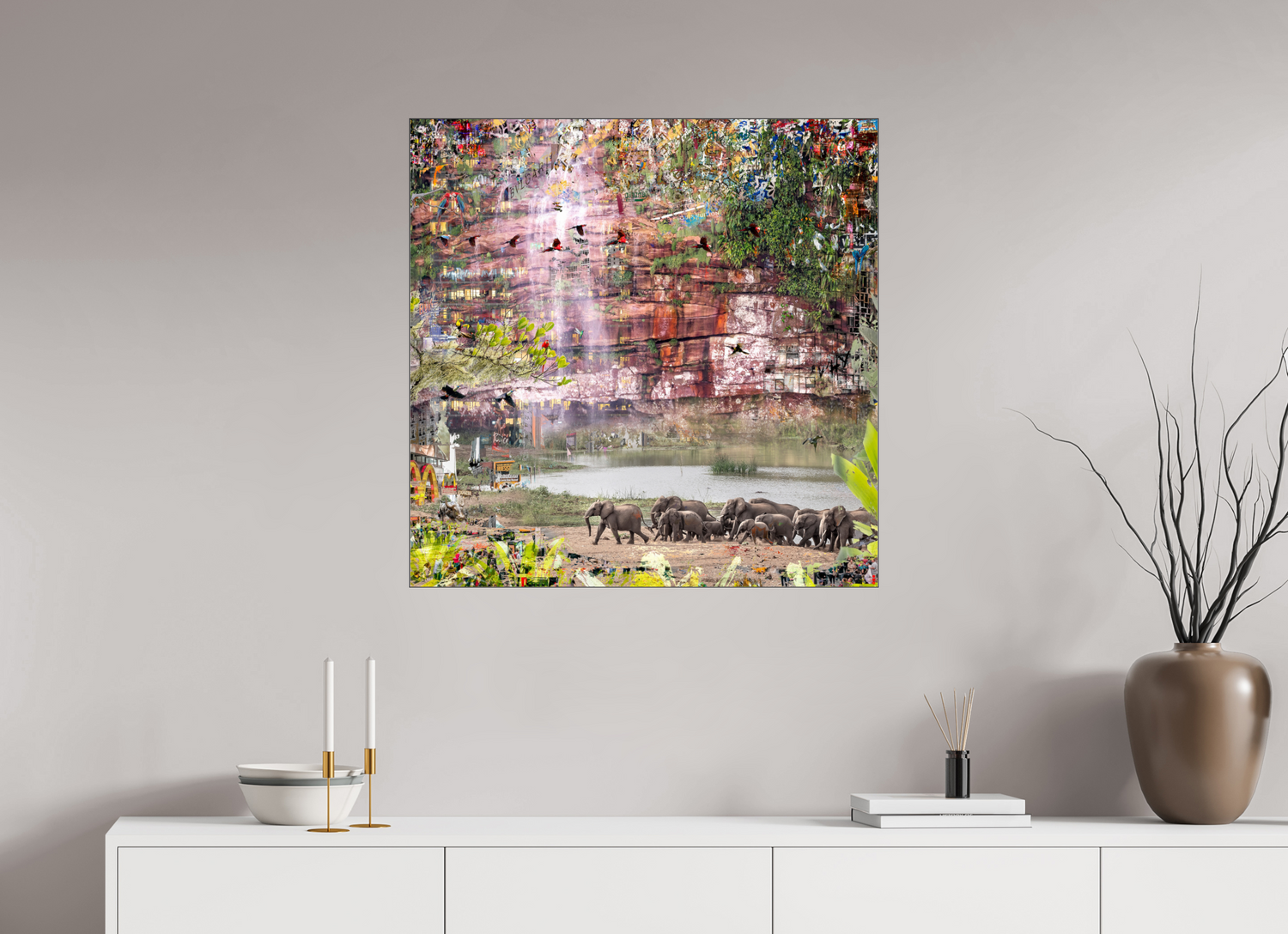 80 x 80 cm, Slimline Einfassung schwarz unter 2mm Acrylglas FA WC Valdeci II