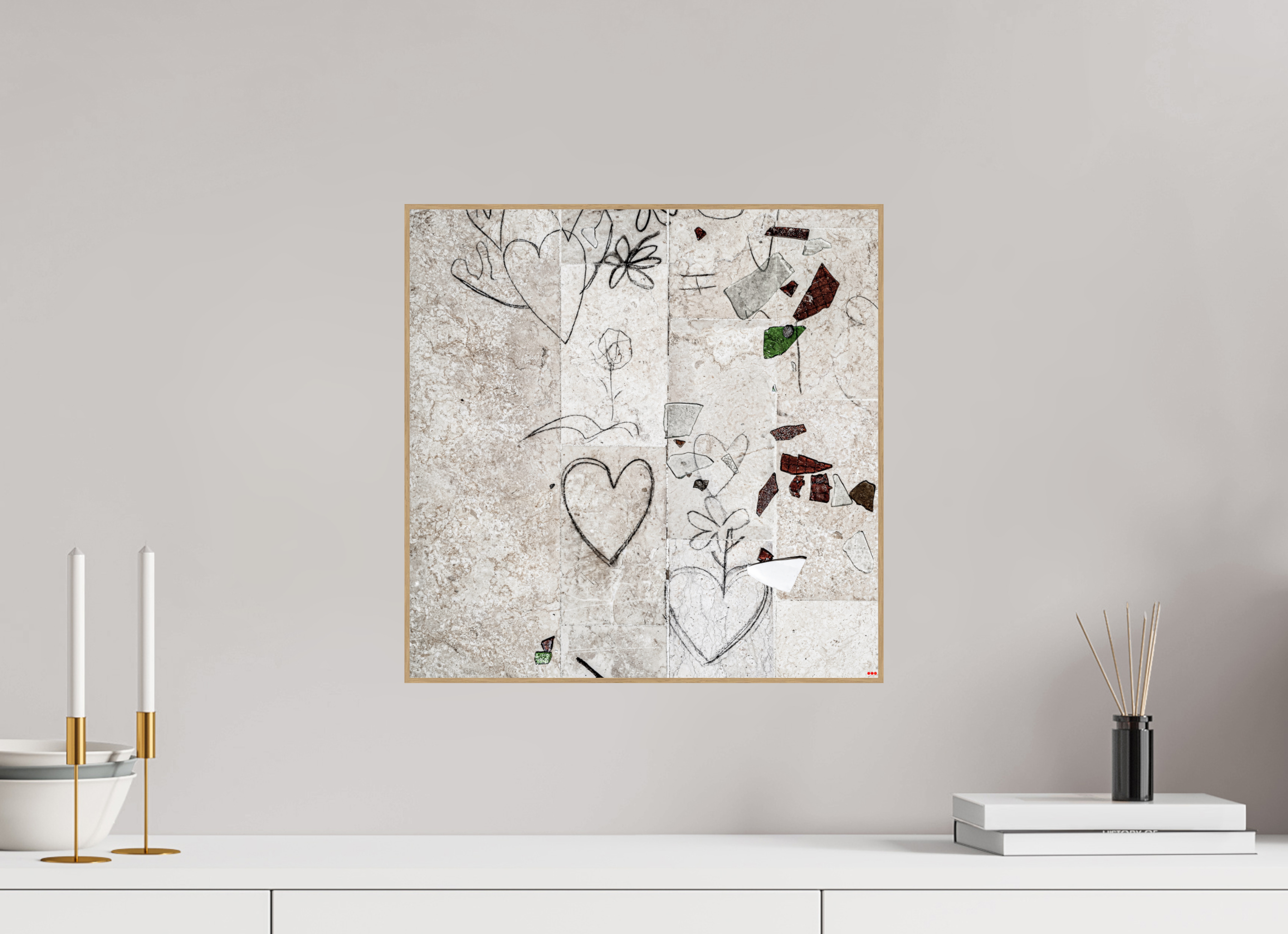 40 x 40 cm, Foto in ArtBox aus Massivholz Eiche natur RED³ PH Chandelier II