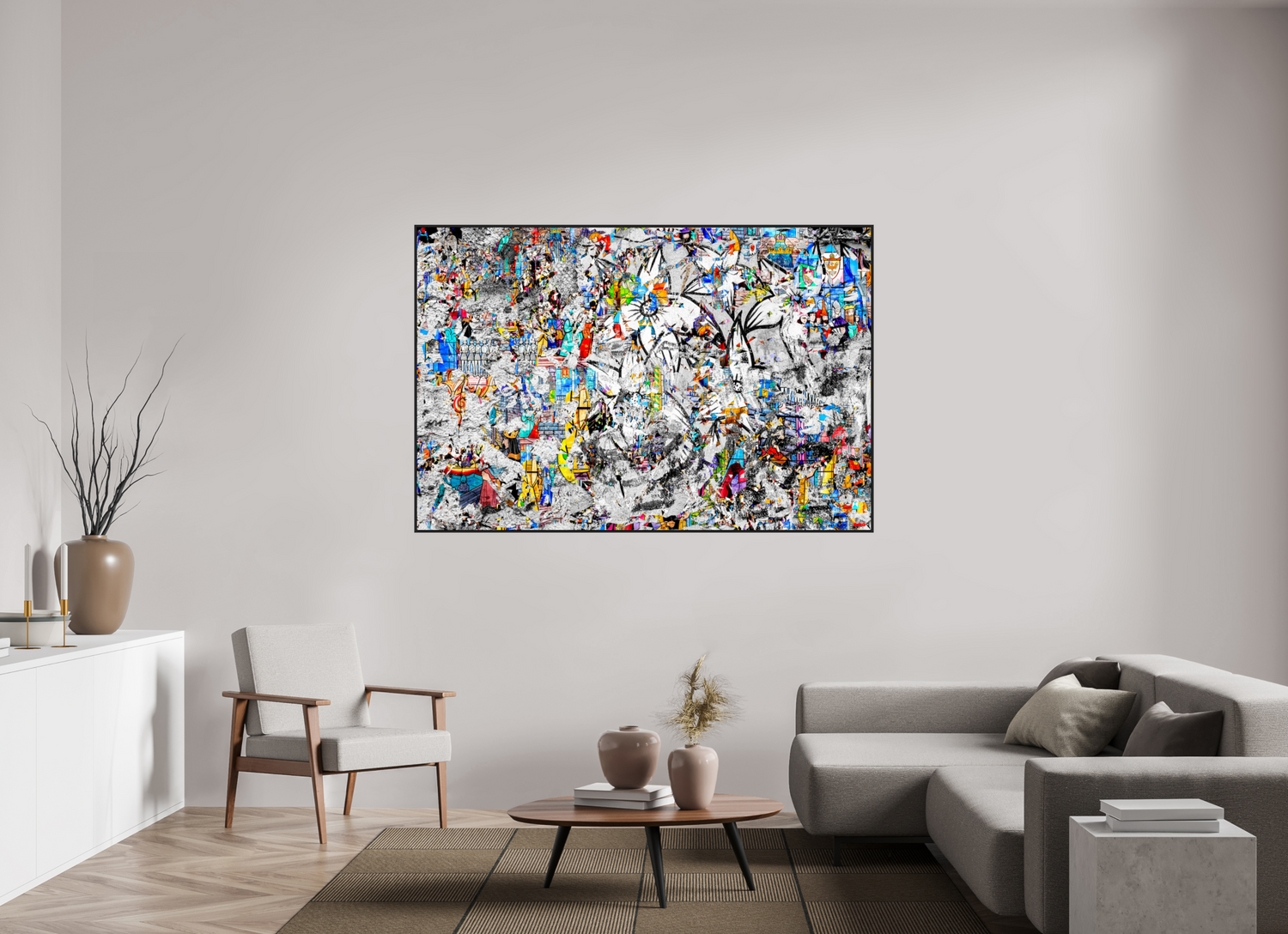 180 x 120 cm, Schattenfugen-Rahmen schwarz &amp; 2mm Acrylglas FA SCSI Miraaj I