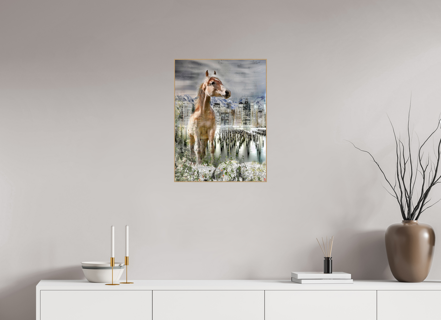 45 x 60 cm, Foto in ArtBox aus Massivholz Eiche natur RED³ HP Amazia III