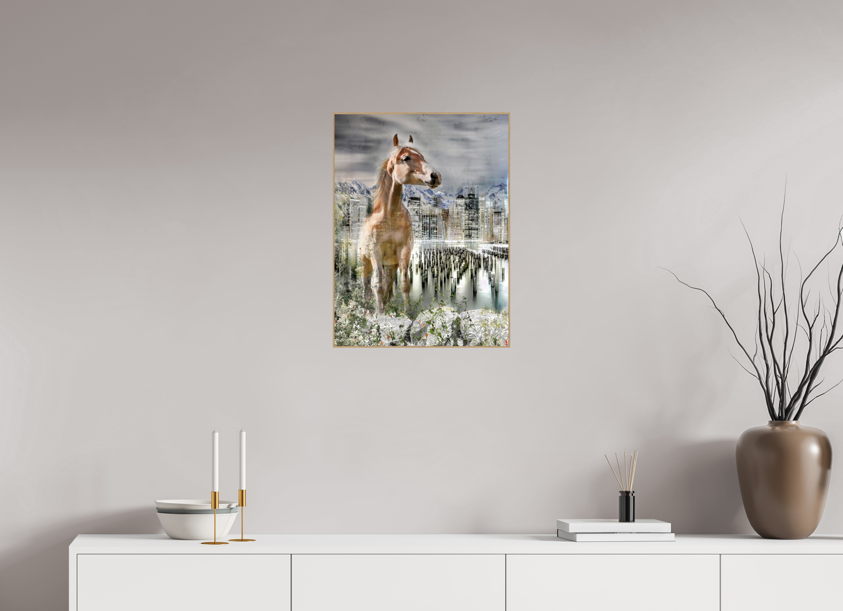 45 x 60 cm, Foto in ArtBox aus Massivholz Eiche natur RED³ HP Amazia III