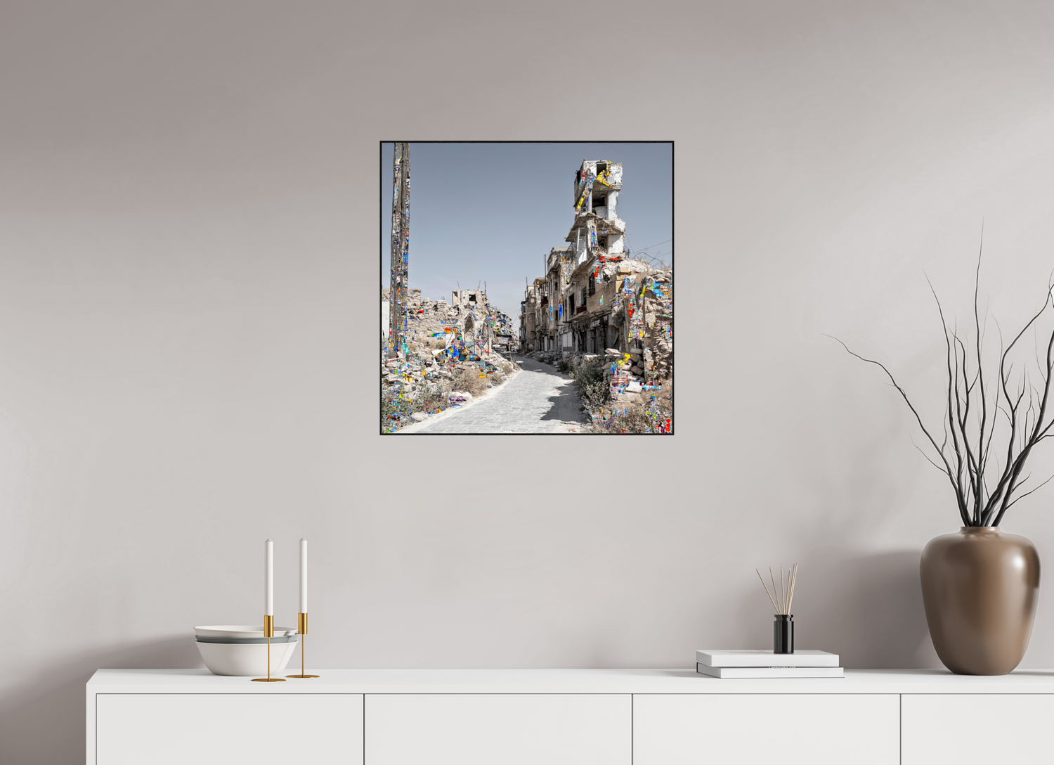 60 x 60 cm, Foto in ArtBox aus Massivholz Eiche schwarz RED³ SCSI Madiha II