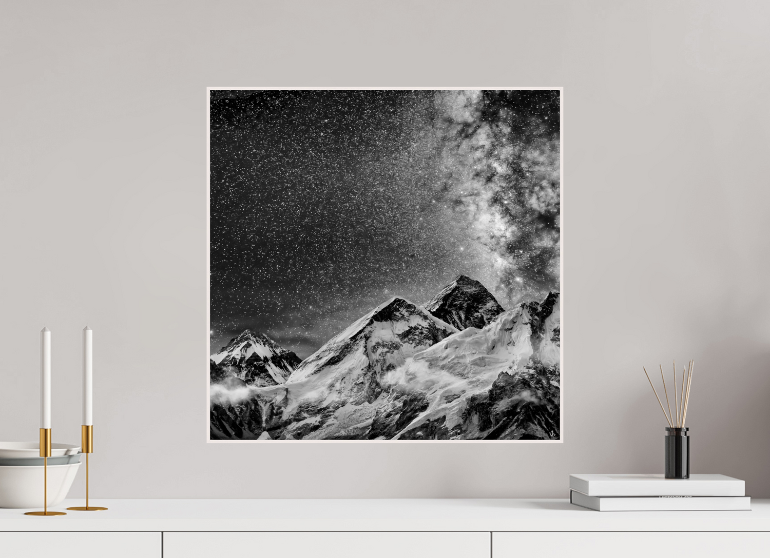 50 x 50 cm, Foto in ArtBox aus Massivholz Ahorn weiß RED³ Sopan II