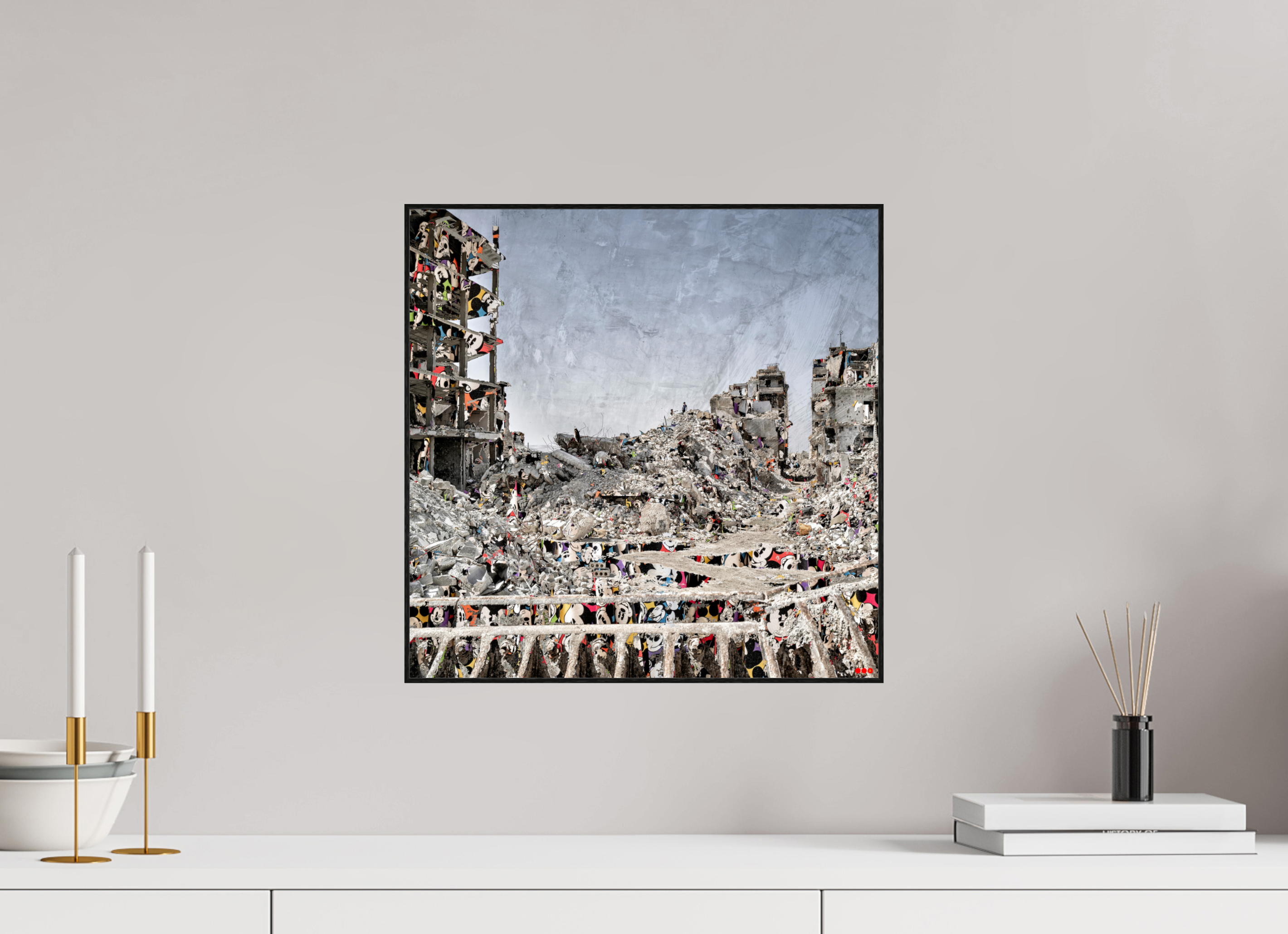 40 x 40 cm, Foto in ArtBox aus Massivholz Eiche schwarz RED³ SCSI Majid II